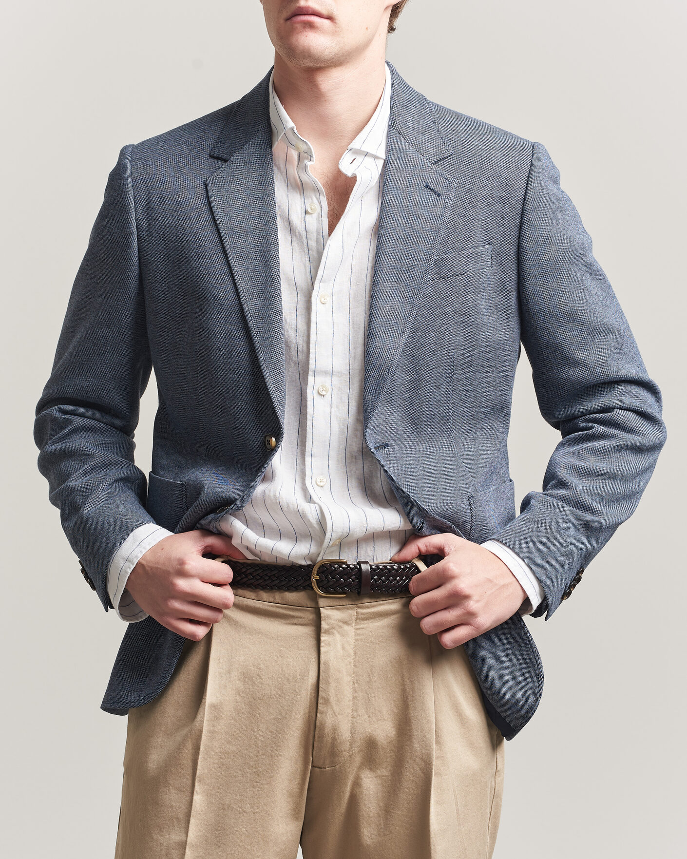 Homme | Blazers | GANT | Two Tone Jersey Pique Blazer Salty Sea