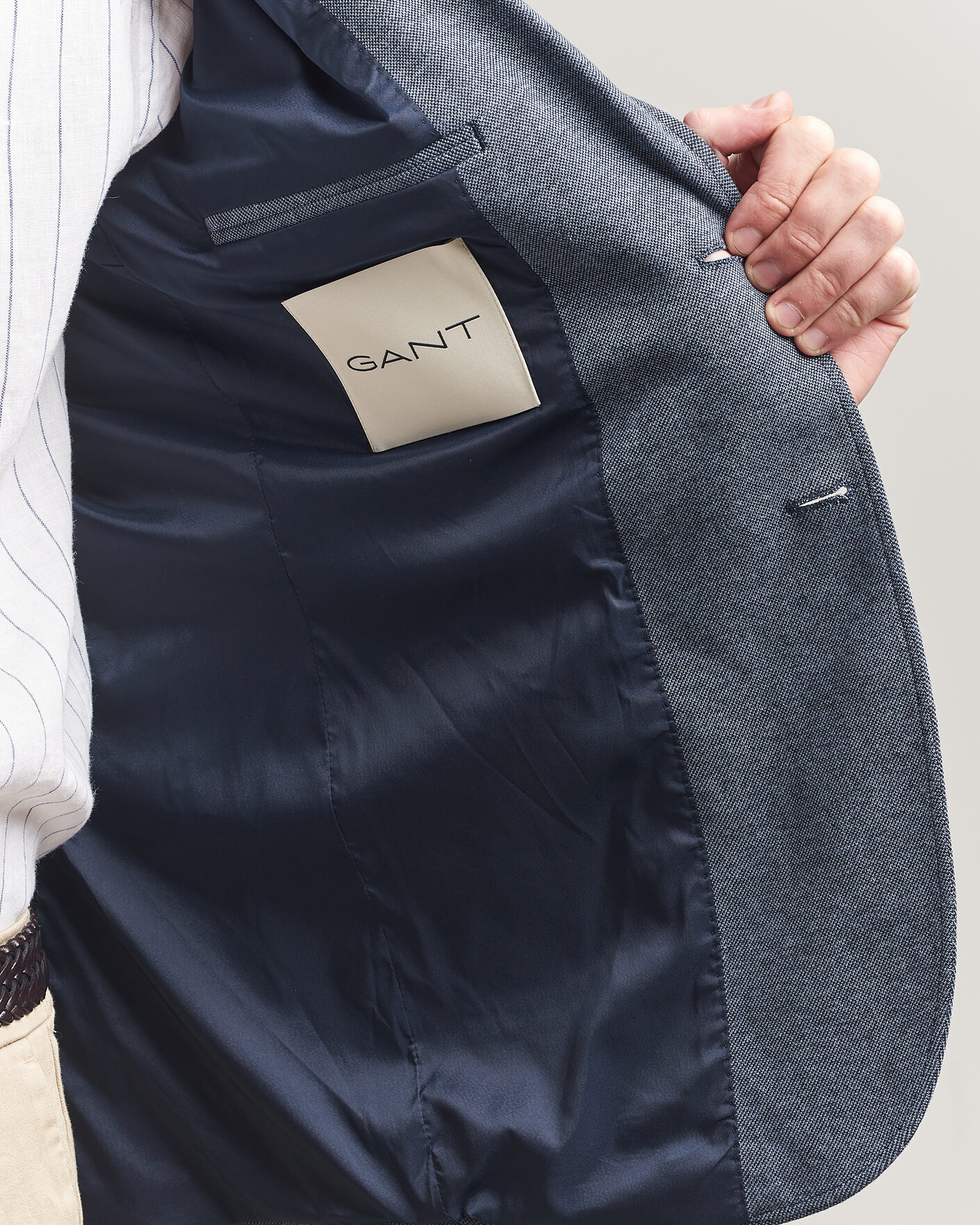 Homme | Blazers | GANT | Two Tone Jersey Pique Blazer Salty Sea