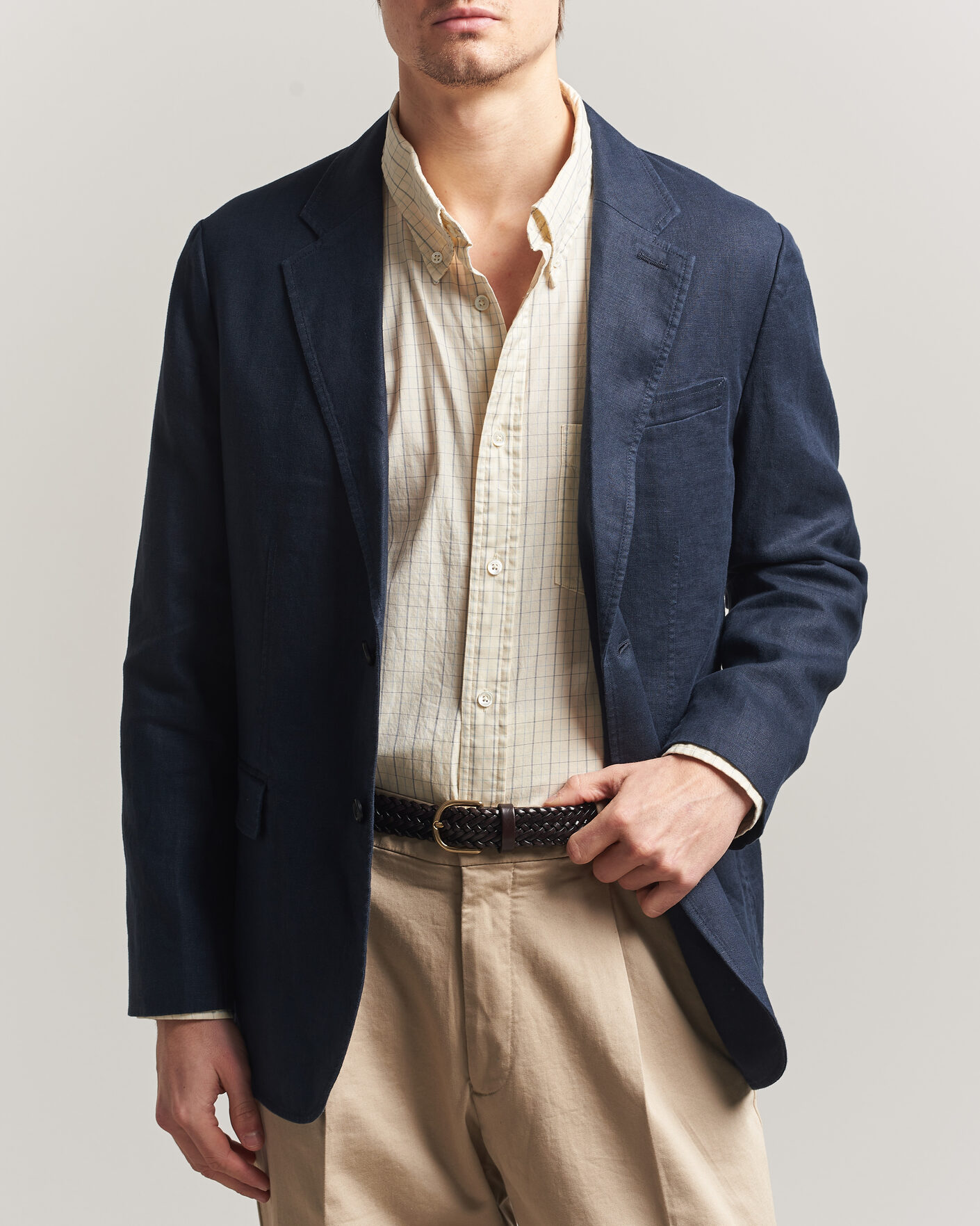 Homme | Blazers | Gant | Garment Dyed Linen Blazer Evening Blue