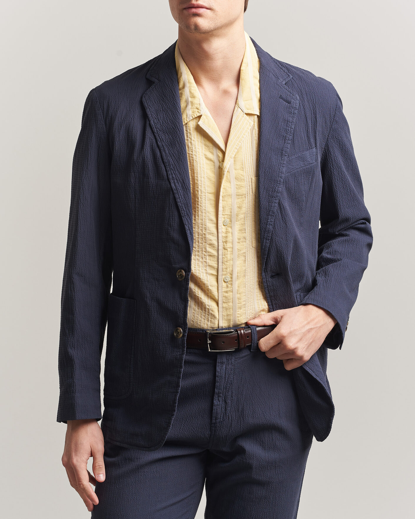 Heren | Blazers | Gant | Garment Dyed Seersucker Blazer Evening Blue