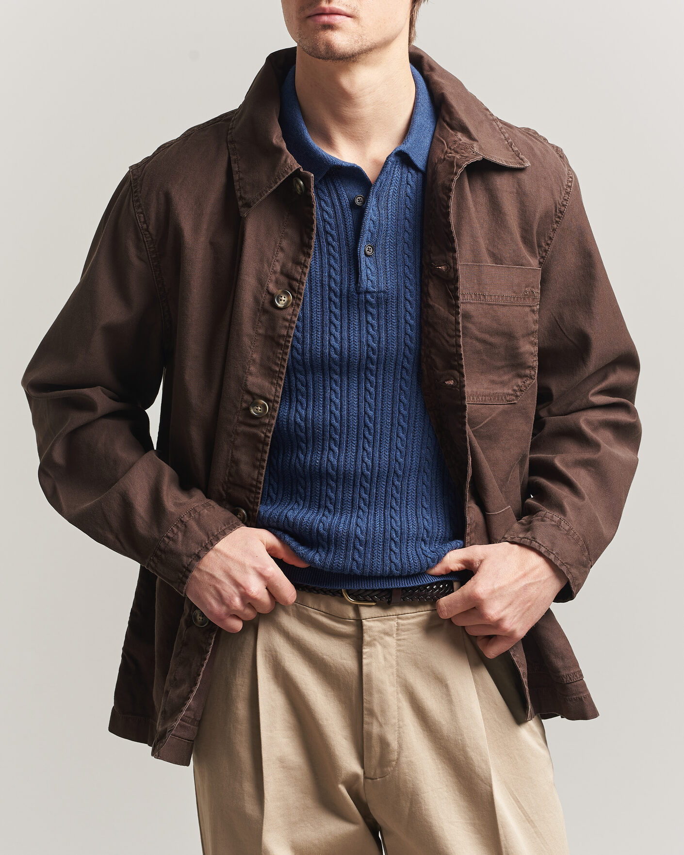 Heren | Overhemden | GANT | Regular Fit Cotton/Linen Overshirt Rich Brown