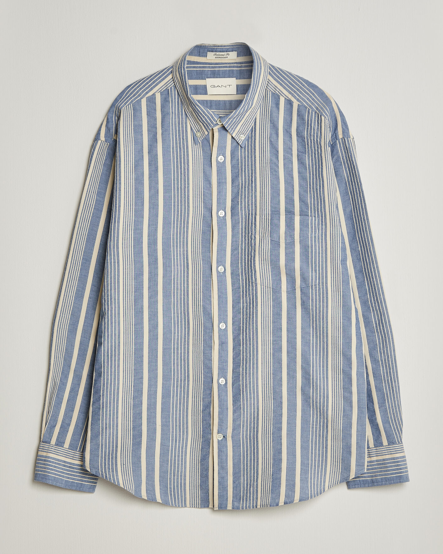 Heren | Overhemden | Gant | Relaxed Fit Seersucker Striped Shirt Vintage Blue