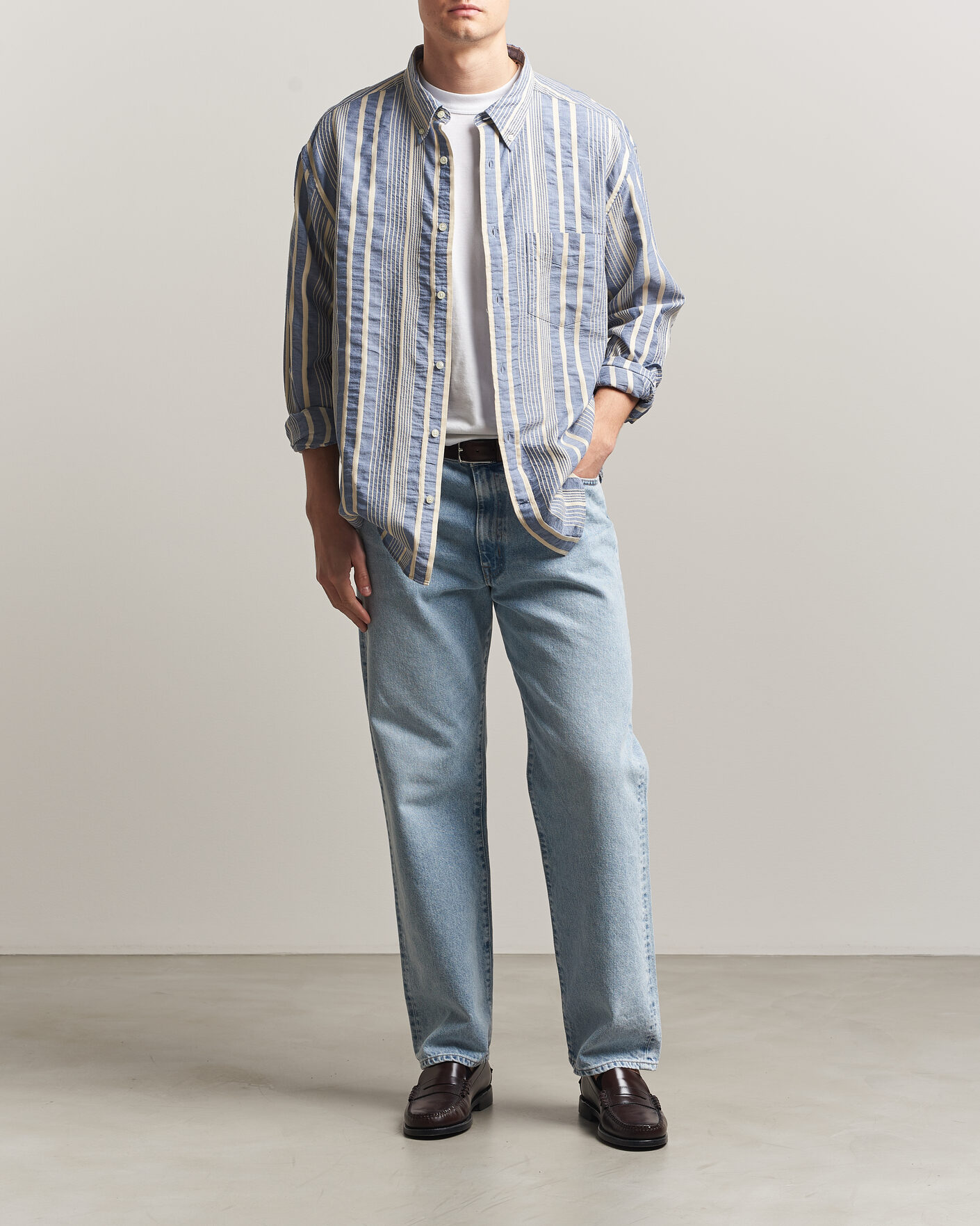 Heren | Overhemden | Gant | Relaxed Fit Seersucker Striped Shirt Vintage Blue