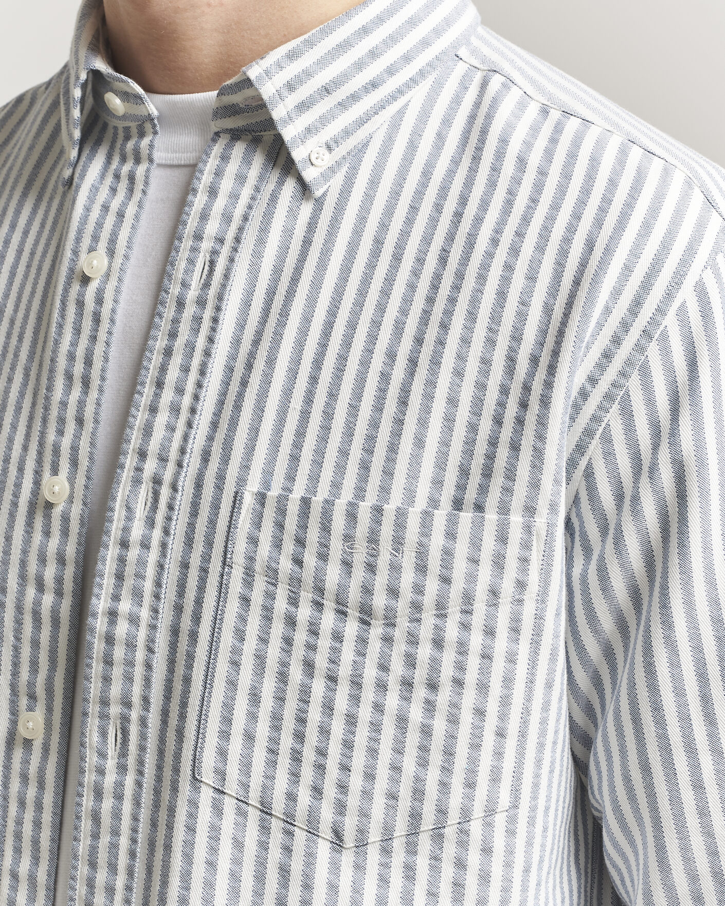 Heren | Overhemden | Gant | Regular Fit Textured Striped Shirt Vintage Blue