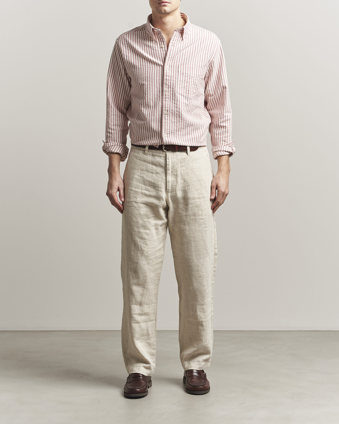 Heren | Overhemden | Gant | Regular Fit Textured Striped Shirt Rose Red