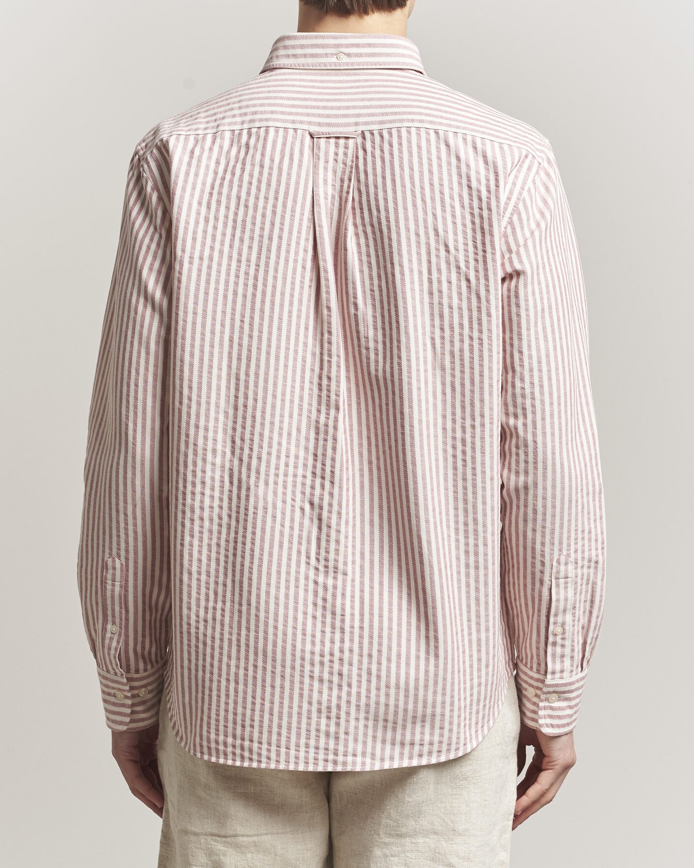 Heren | Overhemden | Gant | Regular Fit Textured Striped Shirt Rose Red