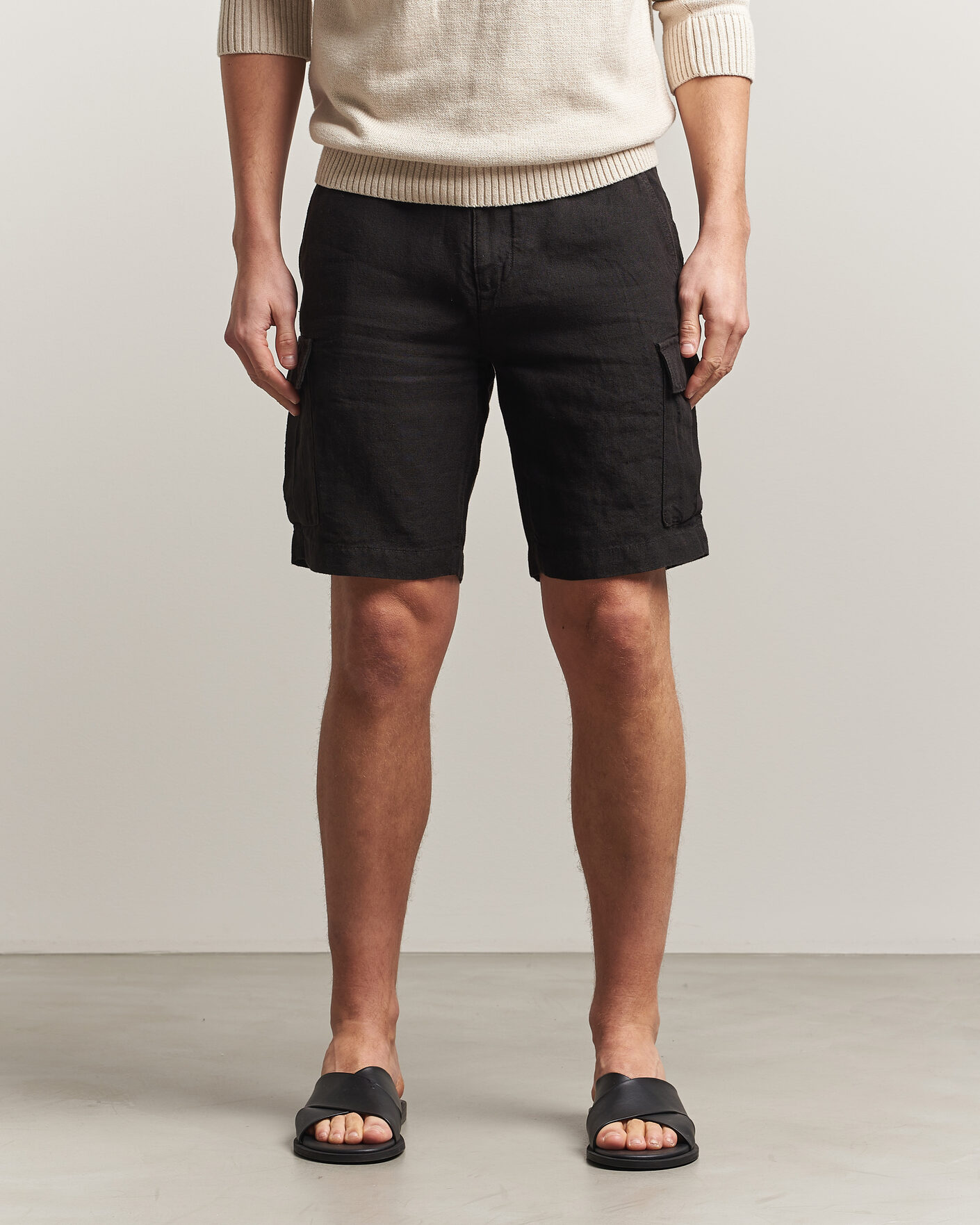 Heren | Korte broek | GANT | Regular Fit Linen Cargo Shorts Ebony Black