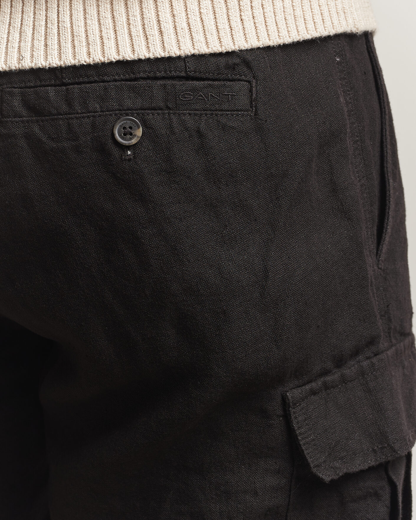 Homme | Shorts | Gant | Regular Fit Linen Cargo Shorts Ebony Black
