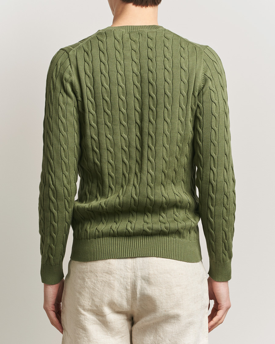 Homme | Pulls Et Tricots | Gant | Cotton Cable Crew Neck Pullover Dry Herb Green