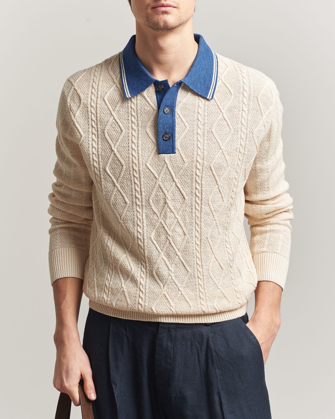 Heren | Truien | Gant | Linen/Cotton Knitted Polo Creamed White