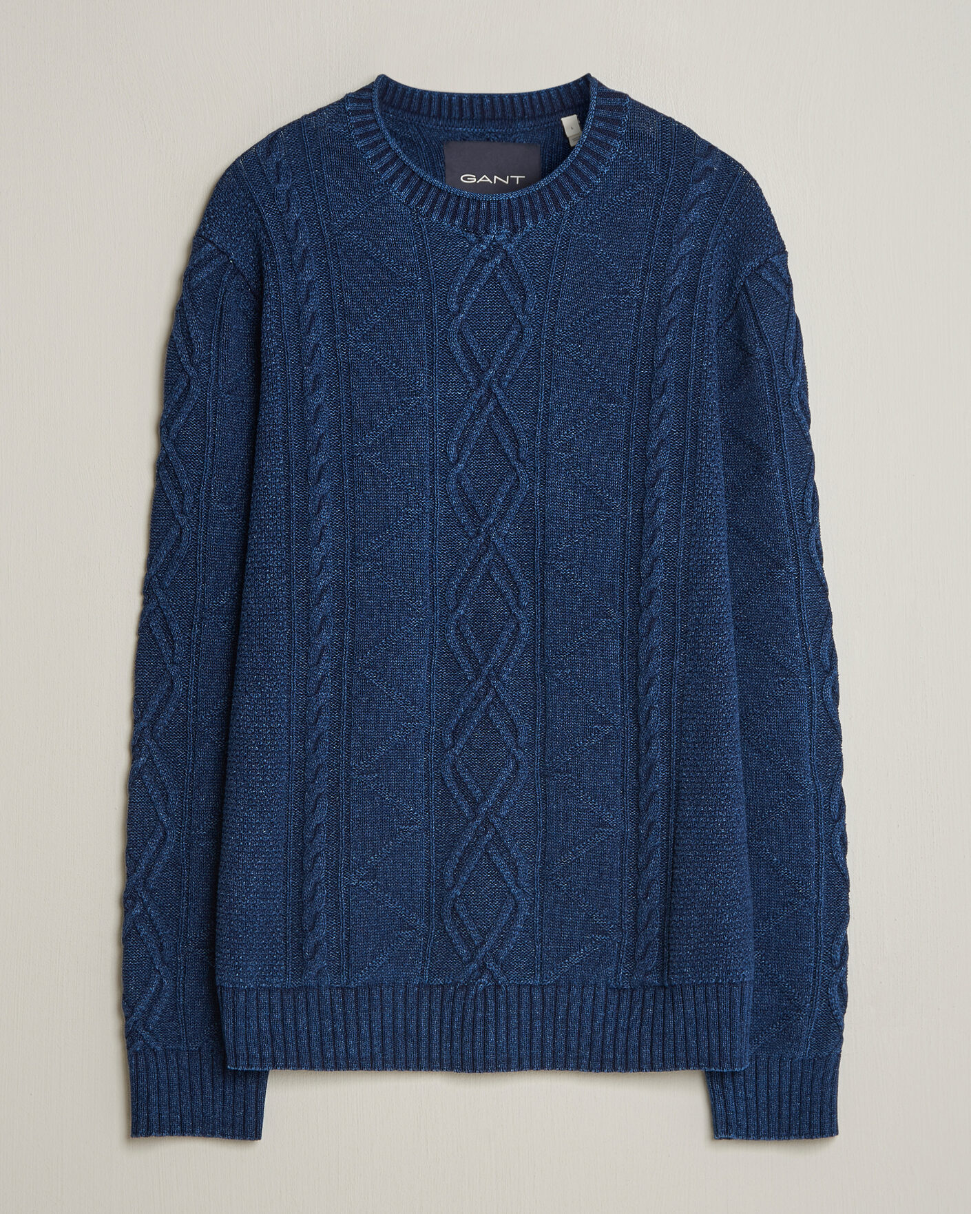 Heren | Truien | GANT | Indigo Aran Knitted Sweater Rich Navy