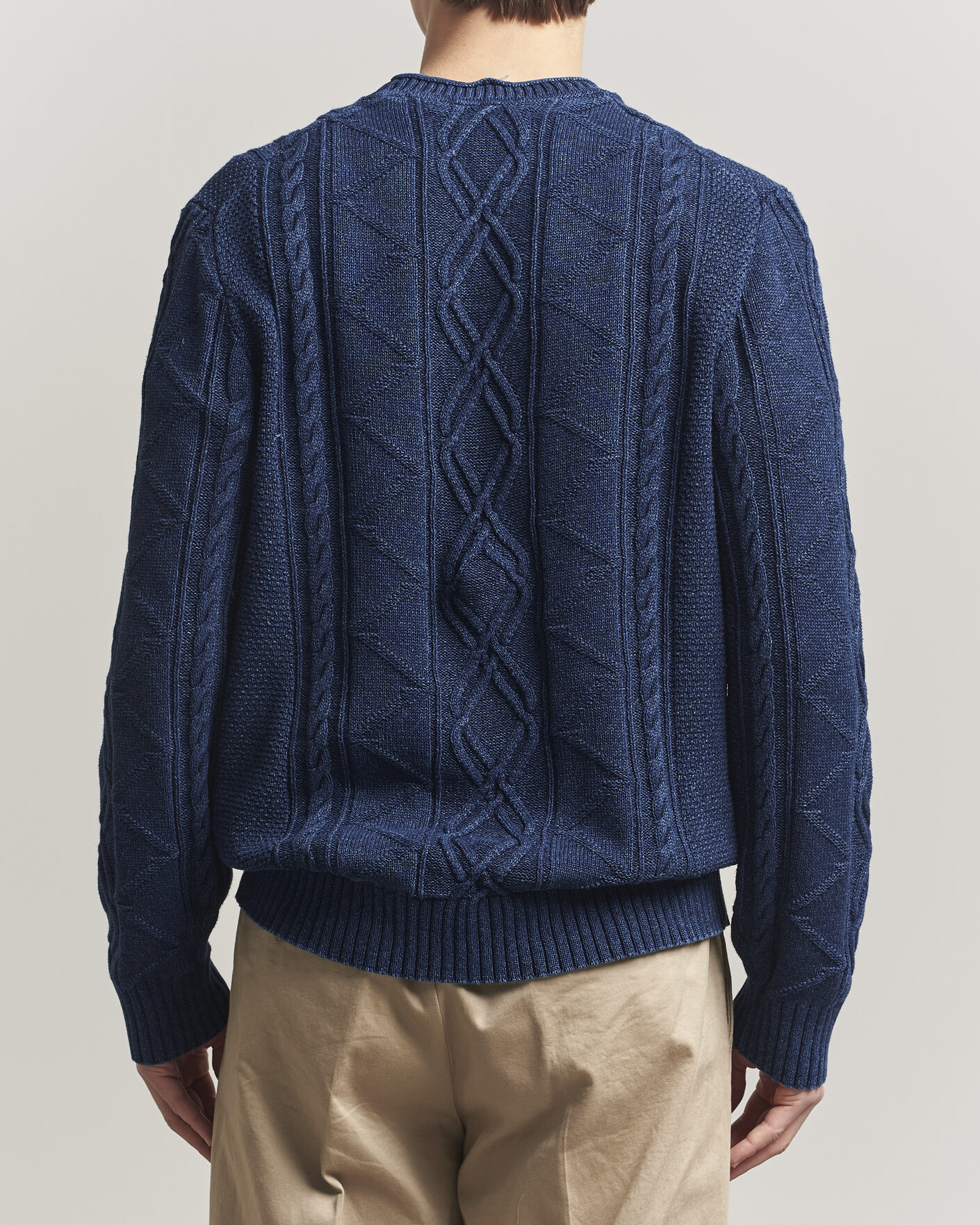 Heren | Truien | GANT | Indigo Aran Knitted Sweater Rich Navy