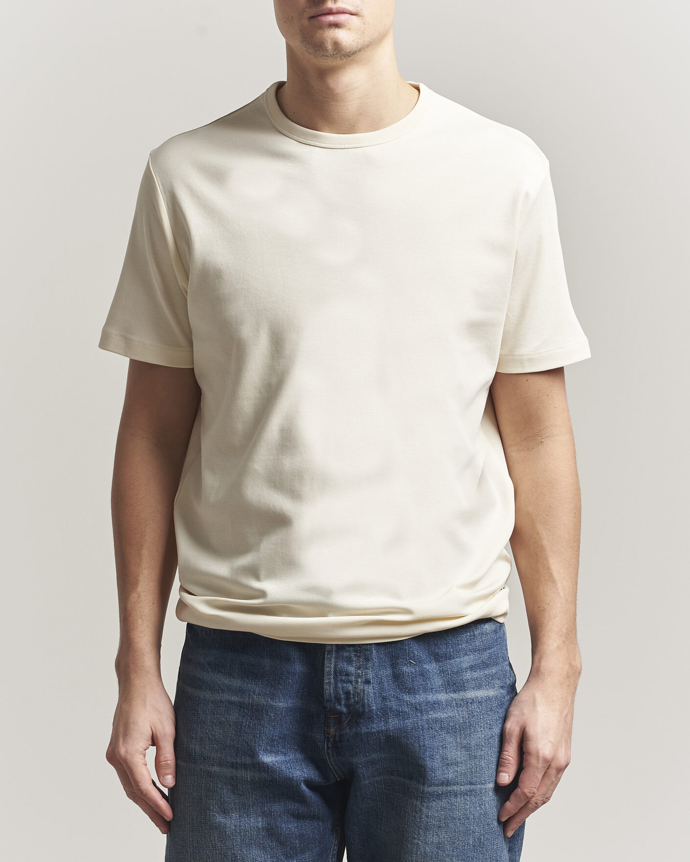 Heren | T-shirts | Gant | Interlock Crew Neck T-Shirt Creamed White
