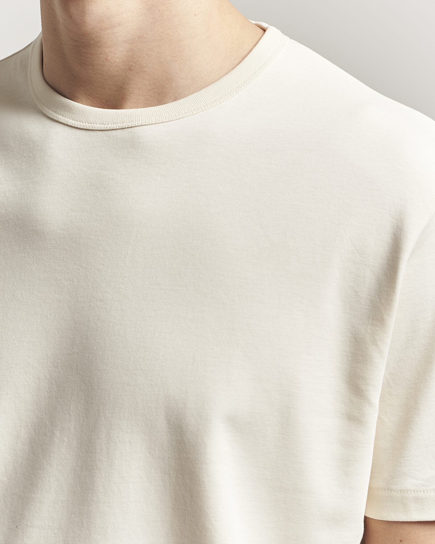 Heren | T-shirts | Gant | Interlock Crew Neck T-Shirt Creamed White