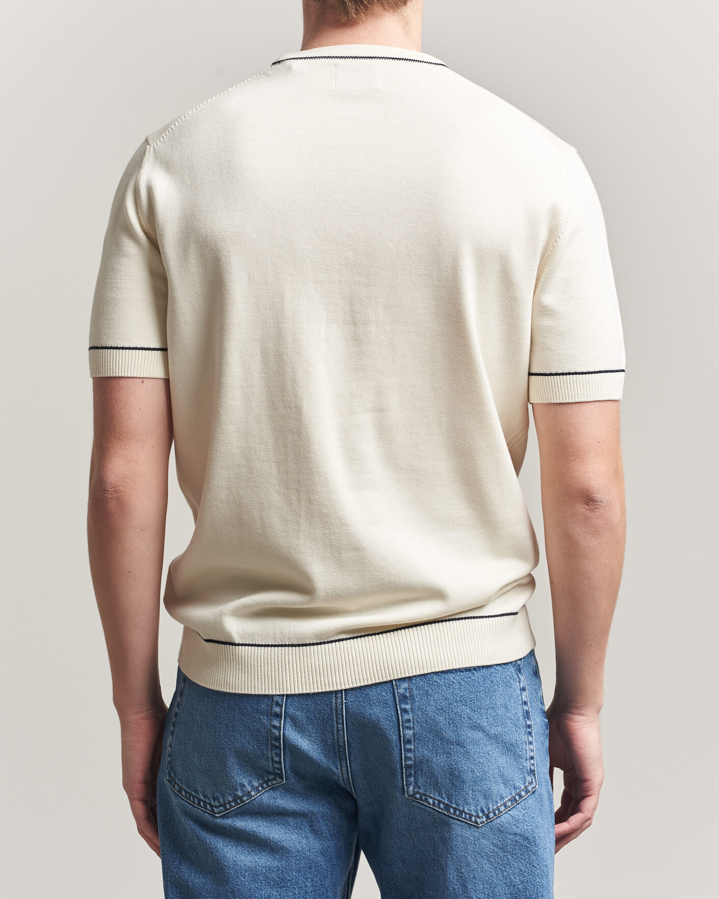 Heren | T-shirts | GANT | Cotton/Model Knitted T-Shirt Cream