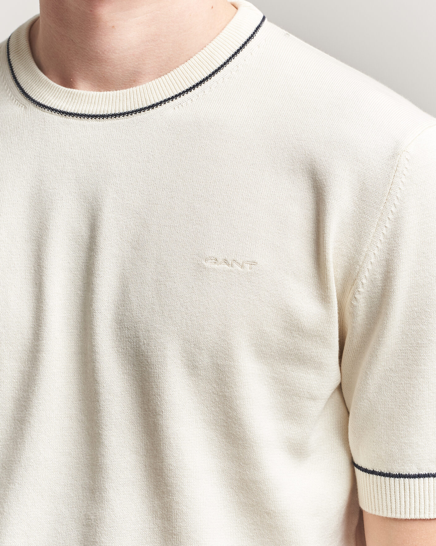 Homme | T-shirts | Gant | Cotton/Model Knitted T-Shirt Cream