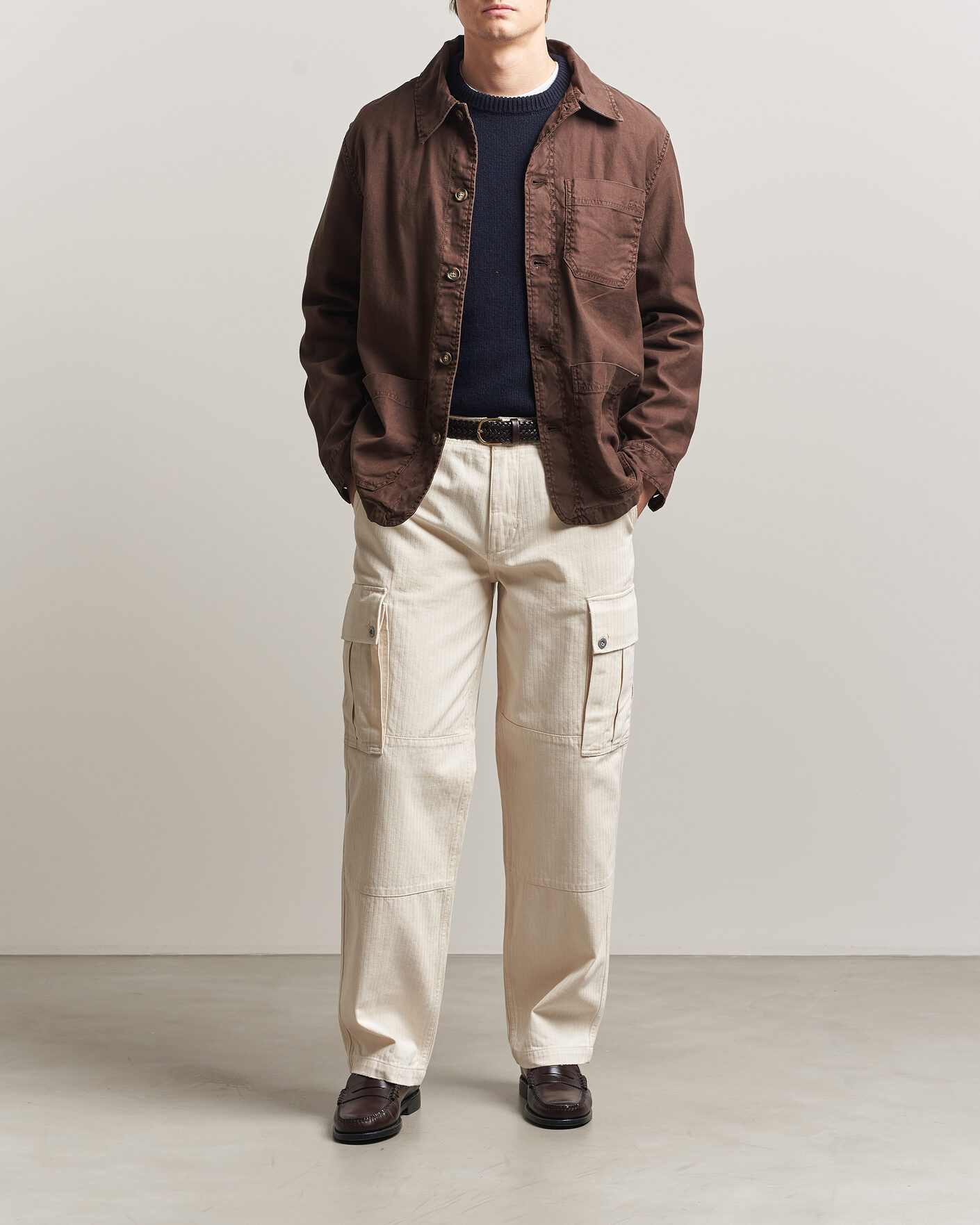 Homme | Pantalons | GANT | Relaxed Fit Herringbone Cargo Pants Creamed White