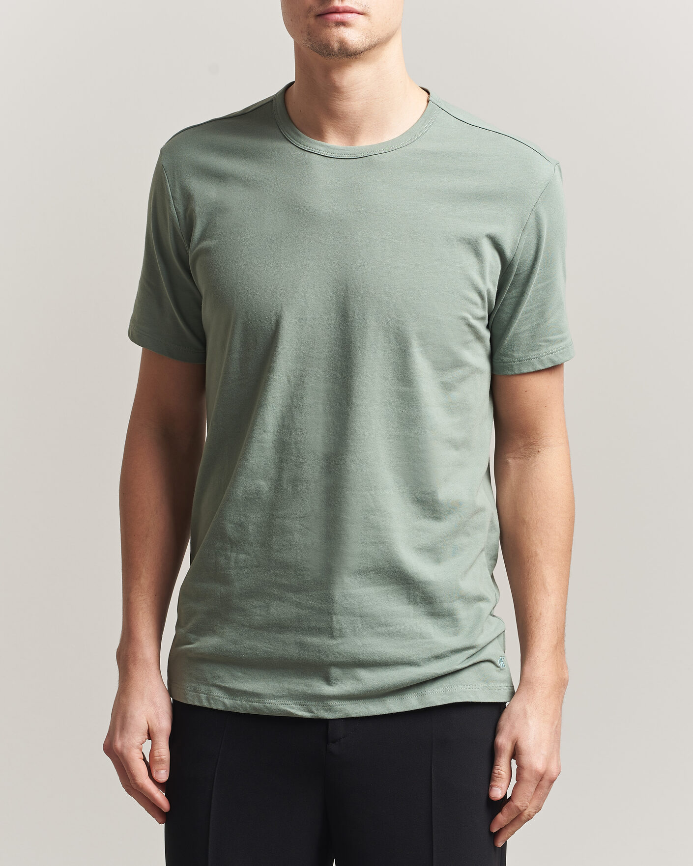 Heren | T-shirts | Calvin Klein | 3-Pack Cotton Stretch Crew Neck T-Shirt Black/Blue/Green