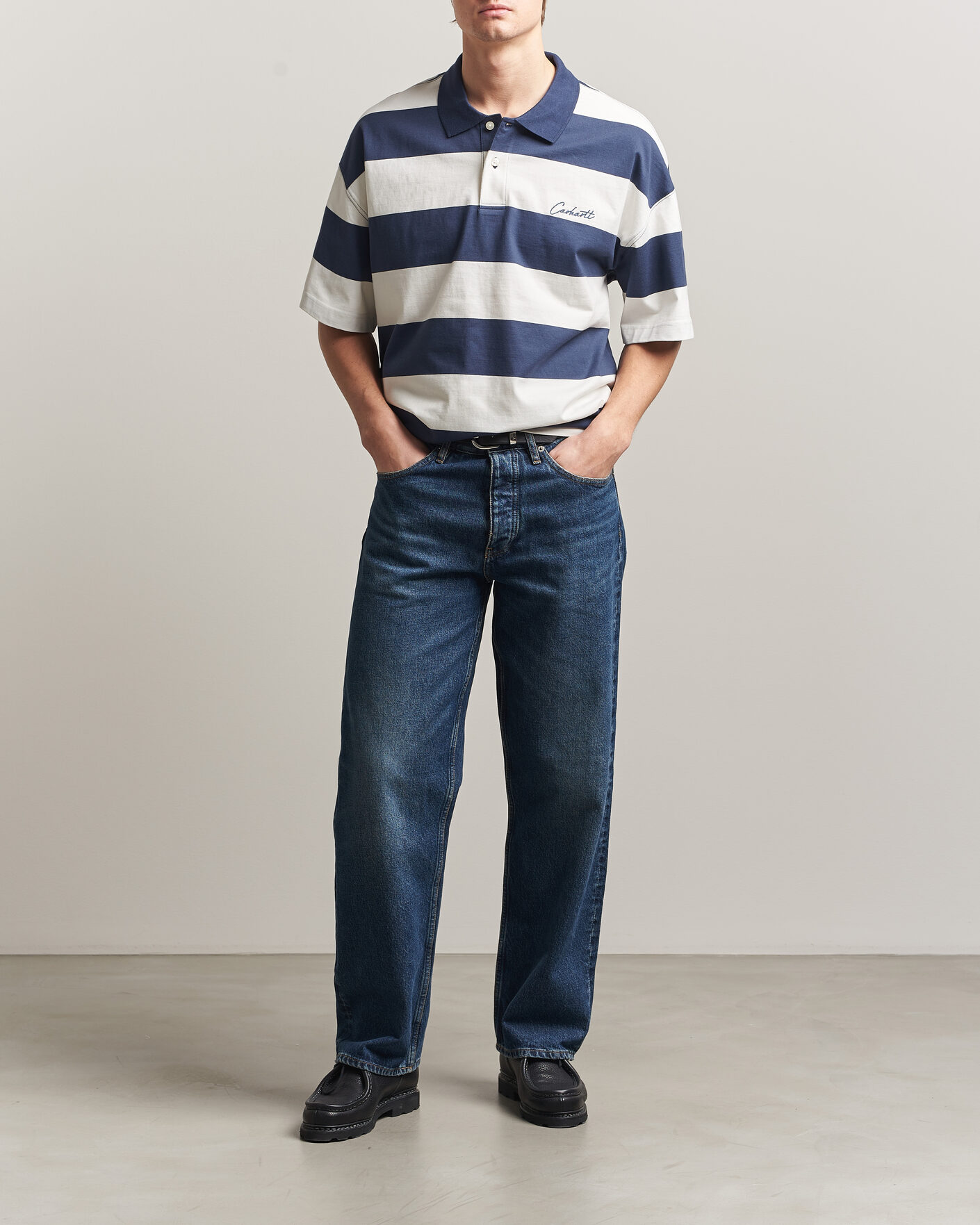 Heren | Polo's | Carhartt WIP | Delrey Polo Blue Stripe