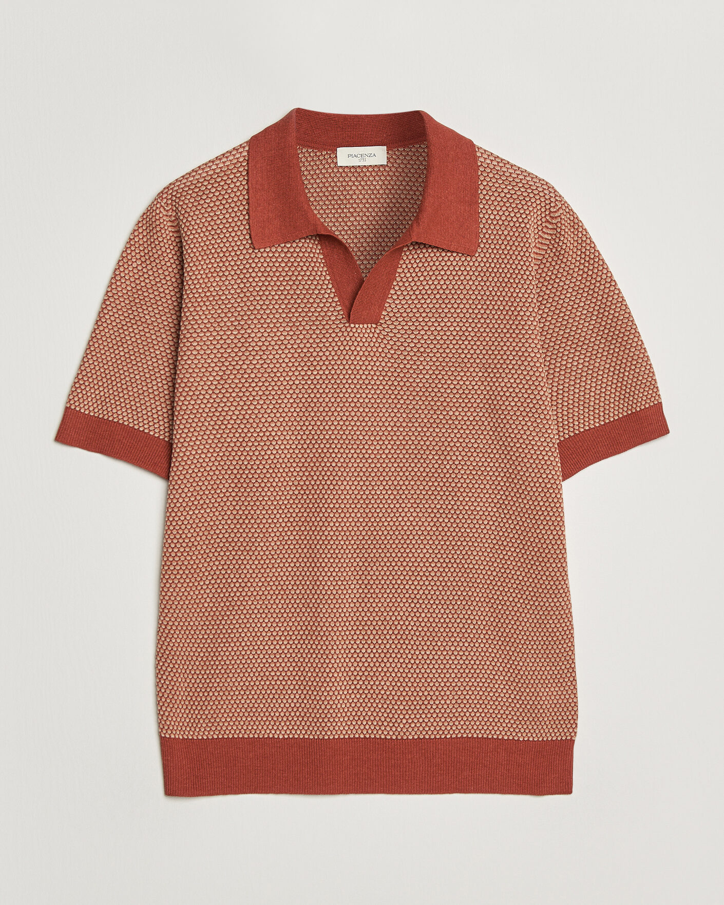 Homme | Polos | Piacenza Cashmere | Silk/Linen Honeycomb Knitted Polo Red