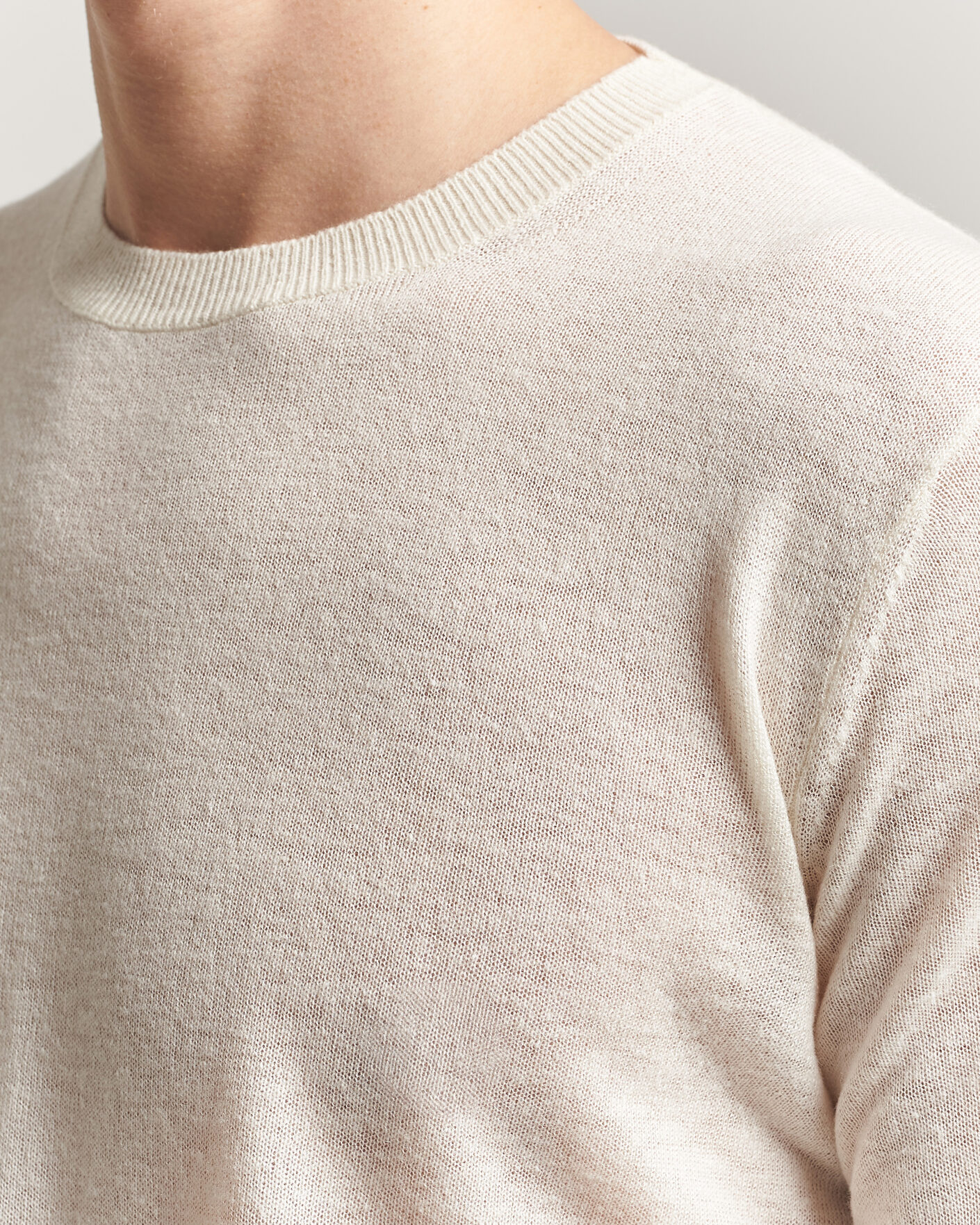 Heren | Truien | Piacenza Cashmere | Soft Silk/Cashmere Crew Neck  Off White