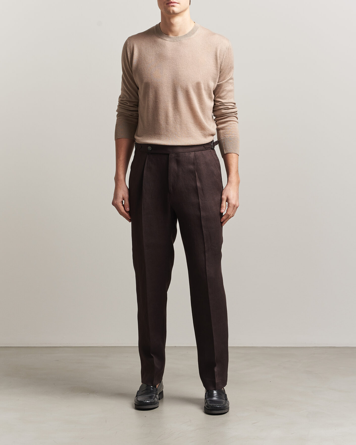 Heren | Truien | Piacenza Cashmere | Soft Silk/Cashmere Crew Neck  Beige