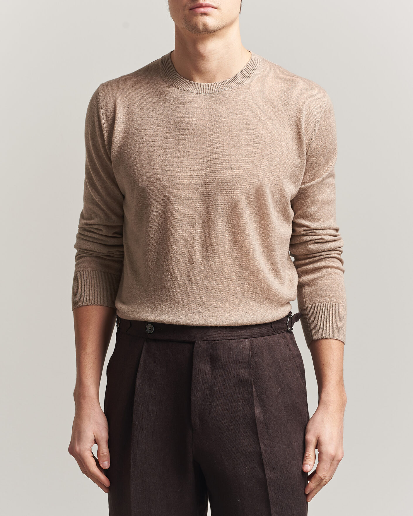Homme | Pulls Et Tricots | Piacenza Cashmere | Soft Silk/Cashmere Crew Neck Beige