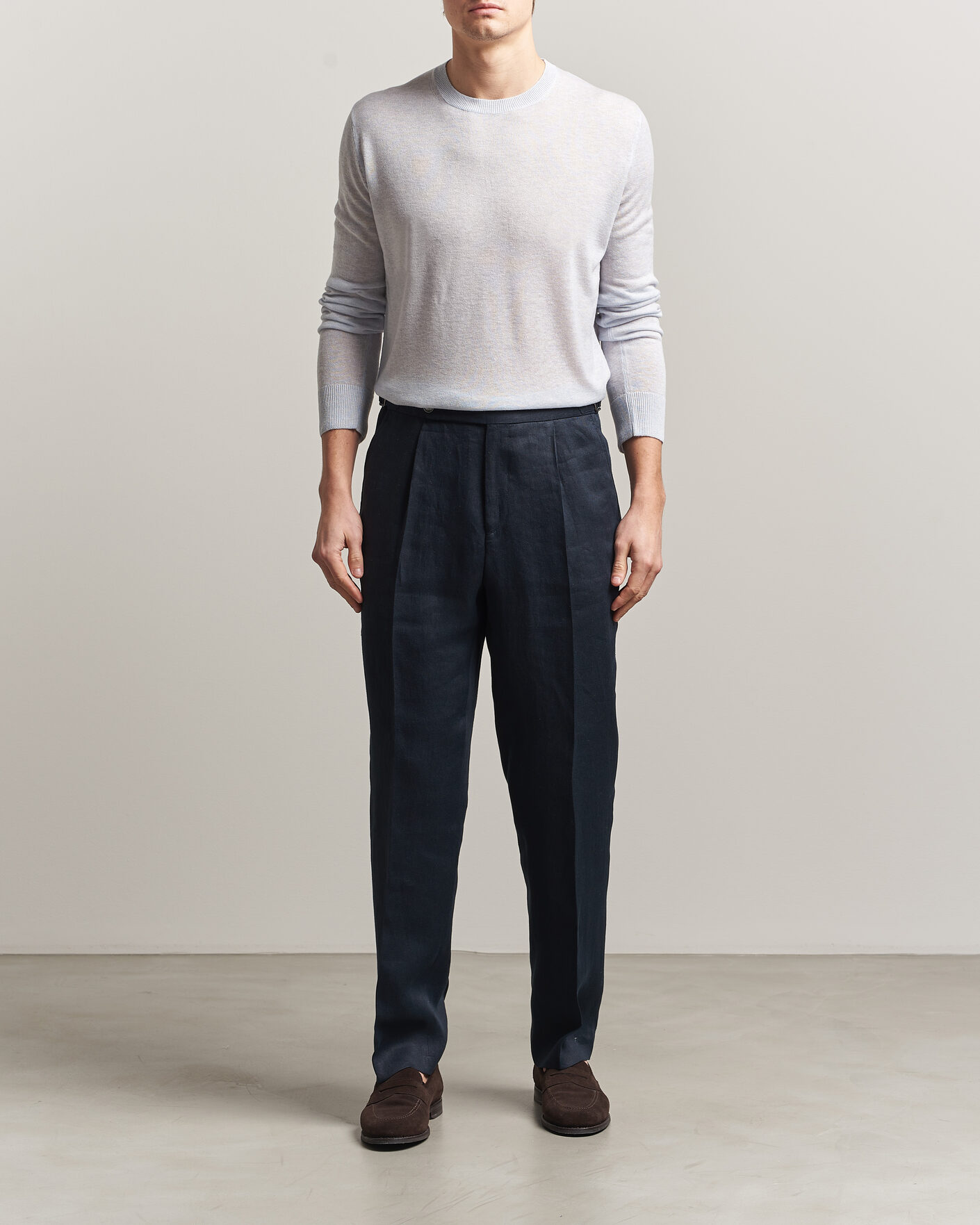 Heren | Truien | Piacenza Cashmere | Soft Silk/Cashmere Crew Neck Sky Blue