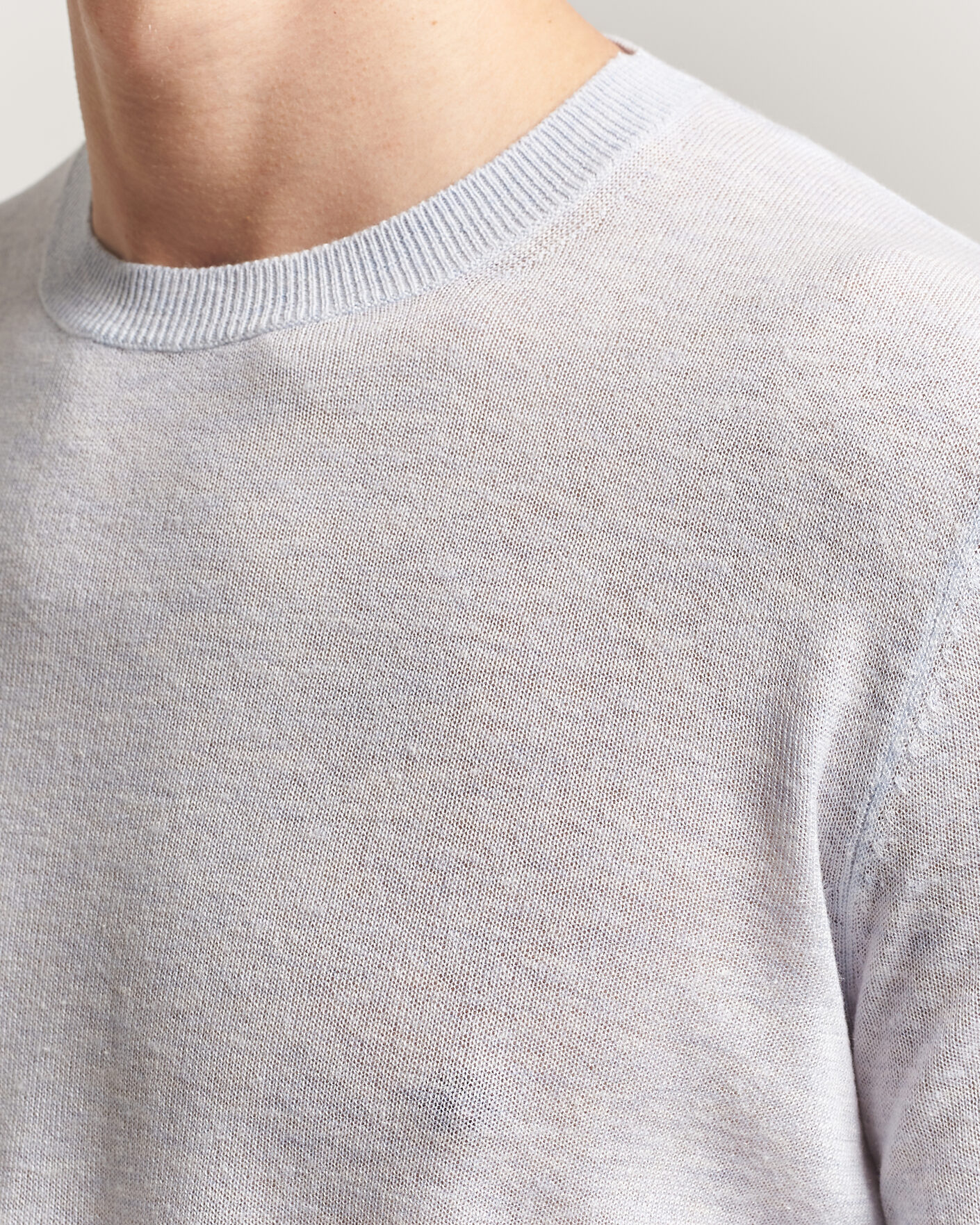 Heren | Truien | Piacenza Cashmere | Soft Silk/Cashmere Crew Neck Sky Blue