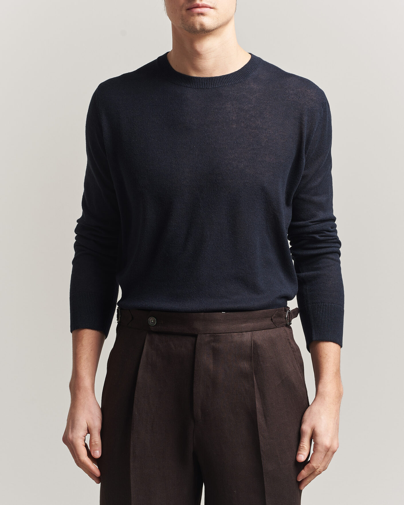 Homme | Pulls Et Tricots | Piacenza Cashmere | Soft Silk/Cashmere Crew Neck Navy