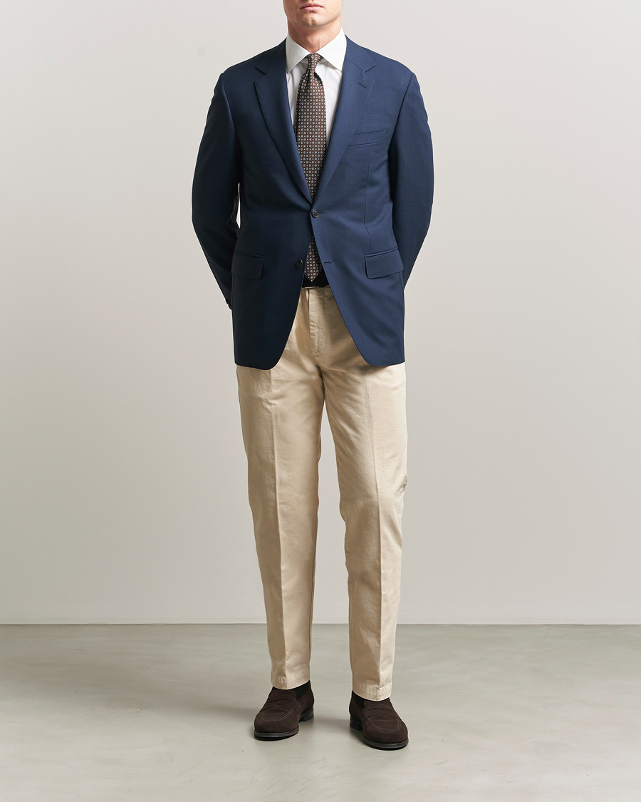 Homme | Blazers | Canali | Travel Wool Blazer Dark Blue