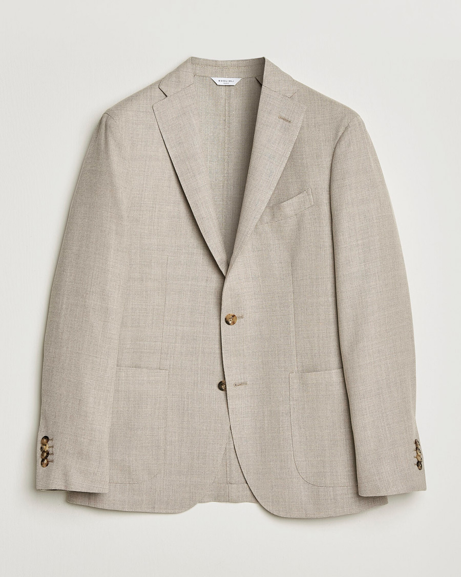 Heren | Blazers | Boglioli | K Jacket Wool Hopsack Blazer Light Beige