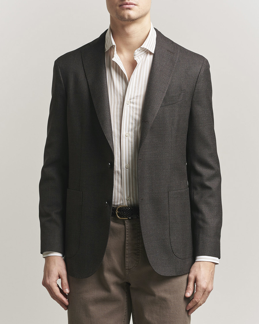 Homme | Blazers | Boglioli | K Jacket Wool Hopsack Blazer Dark Brown