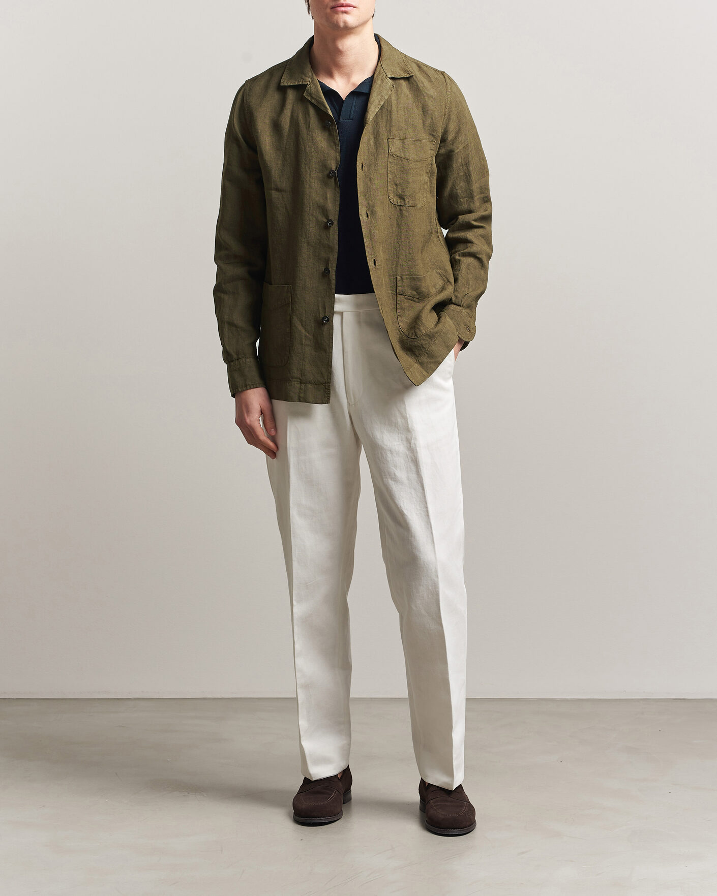 Homme | Manteaux Et Vestes | Boglioli | Linen Painter Jacket Military