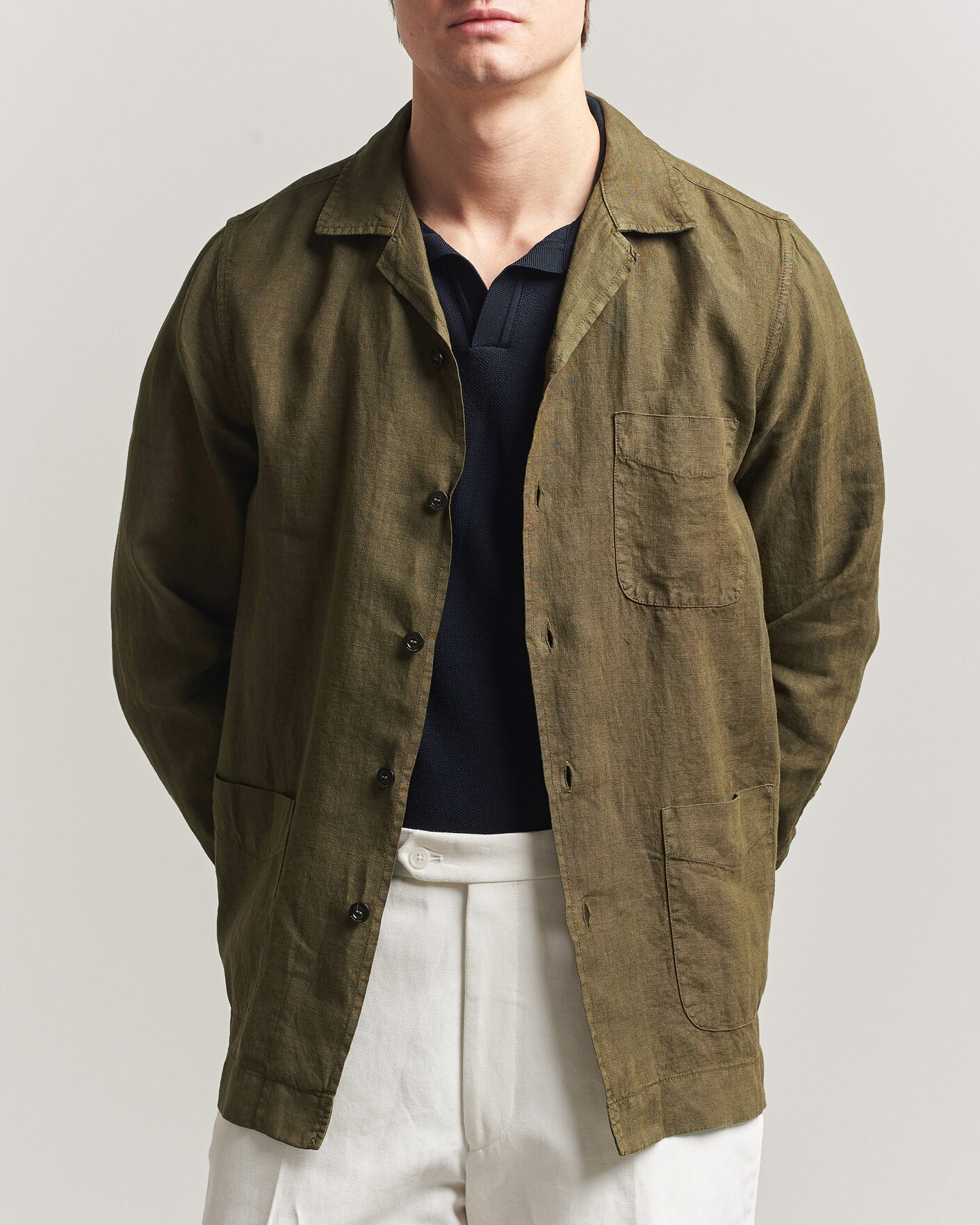 Homme | Manteaux Et Vestes | Boglioli | Linen Painter Jacket Military