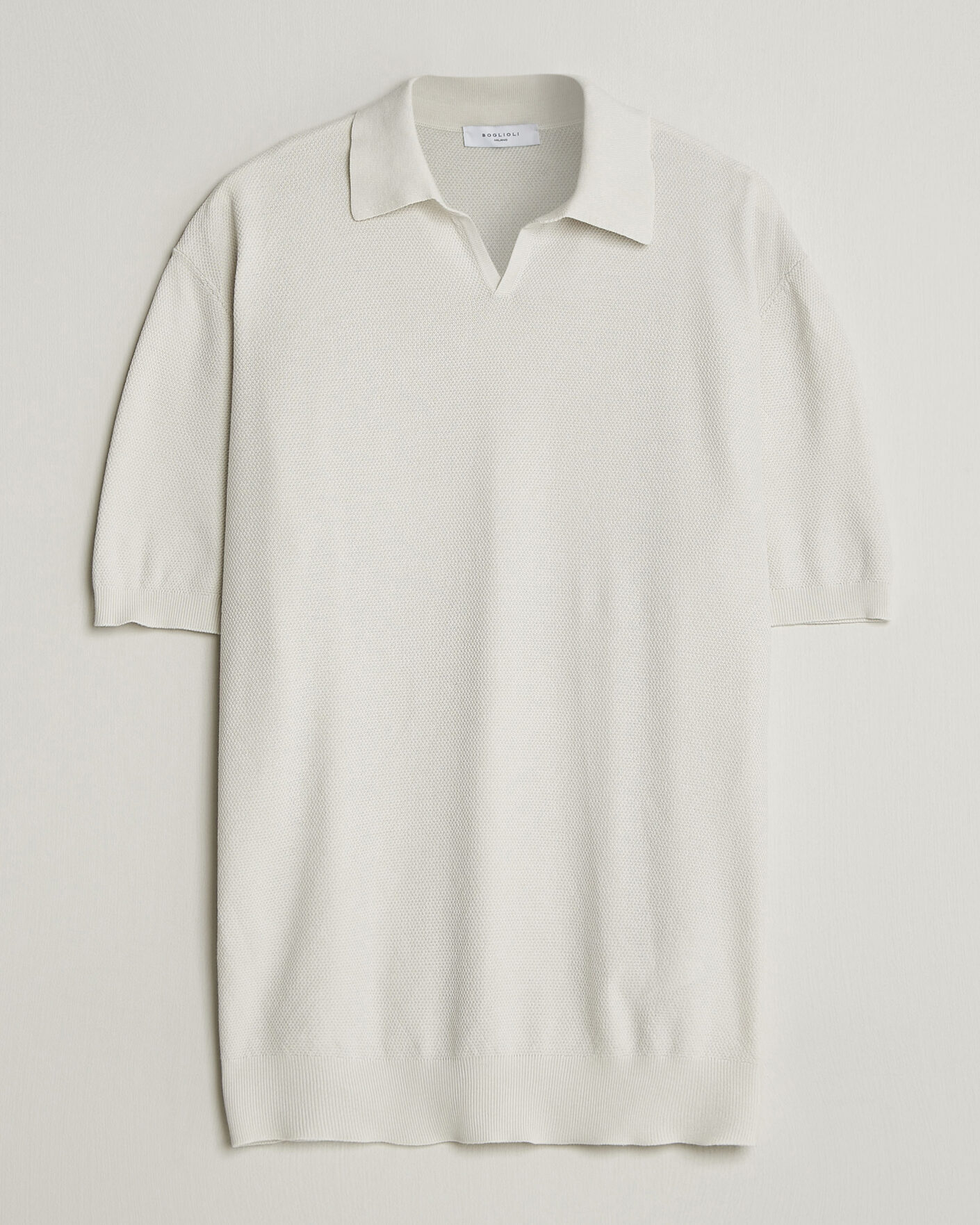 Homme | Polos | Boglioli | Short Sleeve Polo Piquet Off White