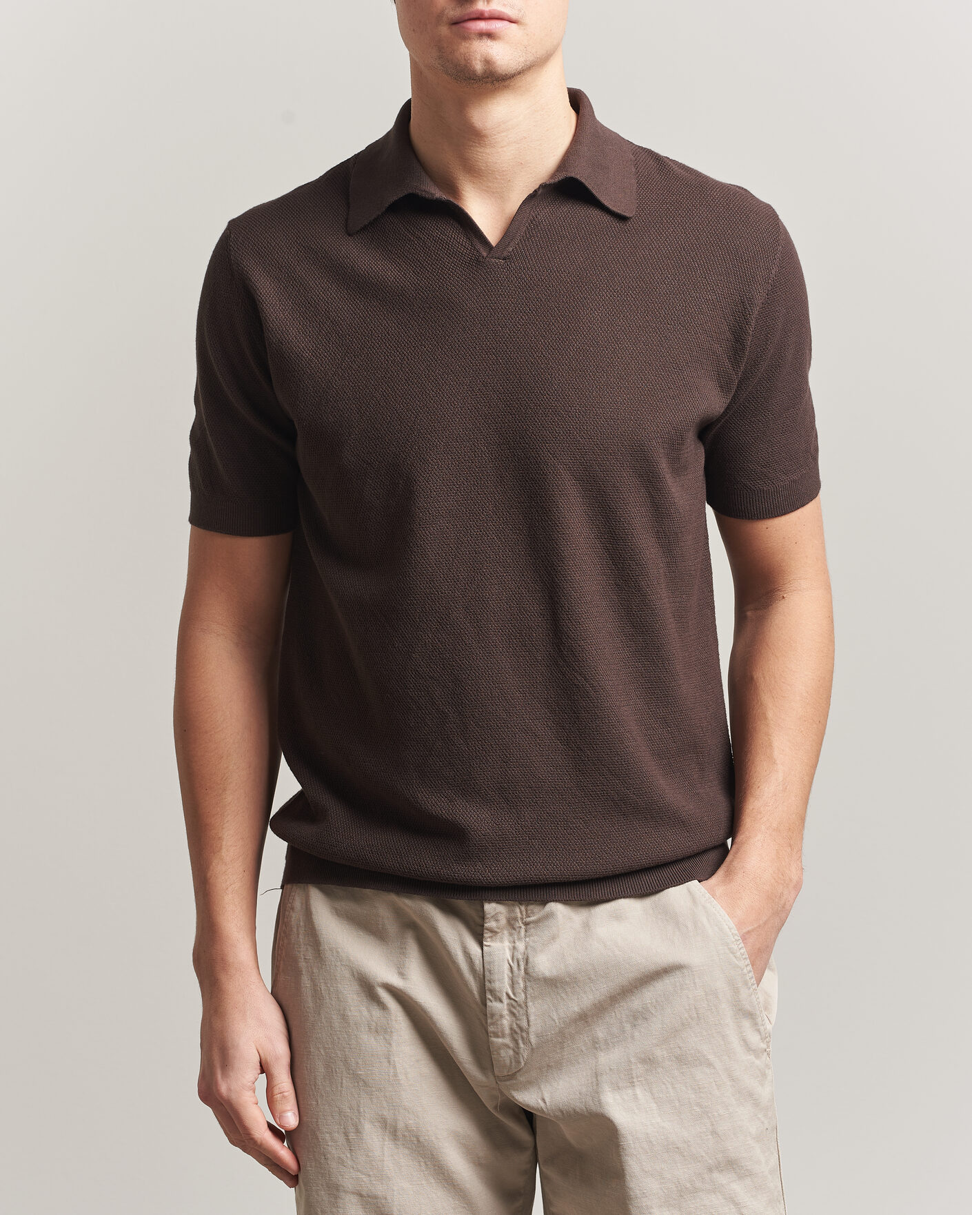 Homme | Polos | Boglioli | Short Sleeve Polo Piquet Brown