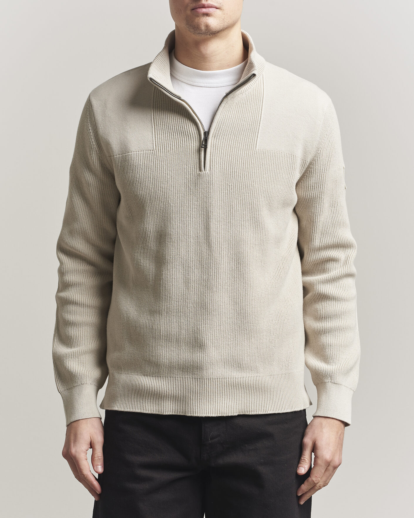 Homme | Pulls Et Tricots | Belstaff | Commander Half Zip Silver Birch