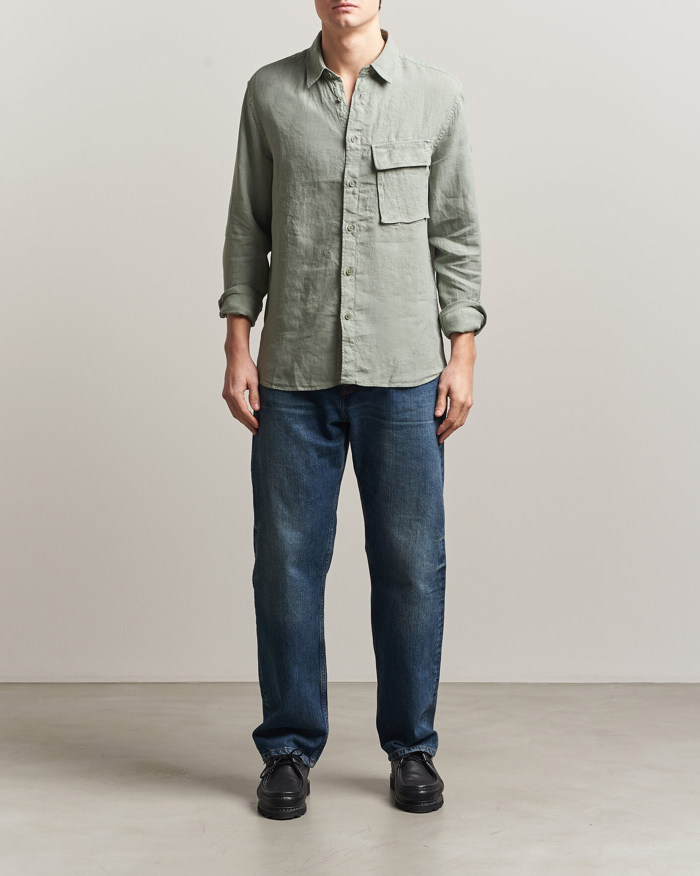Heren | Overhemden | Belstaff | Scale Linen Shirt Lichen
