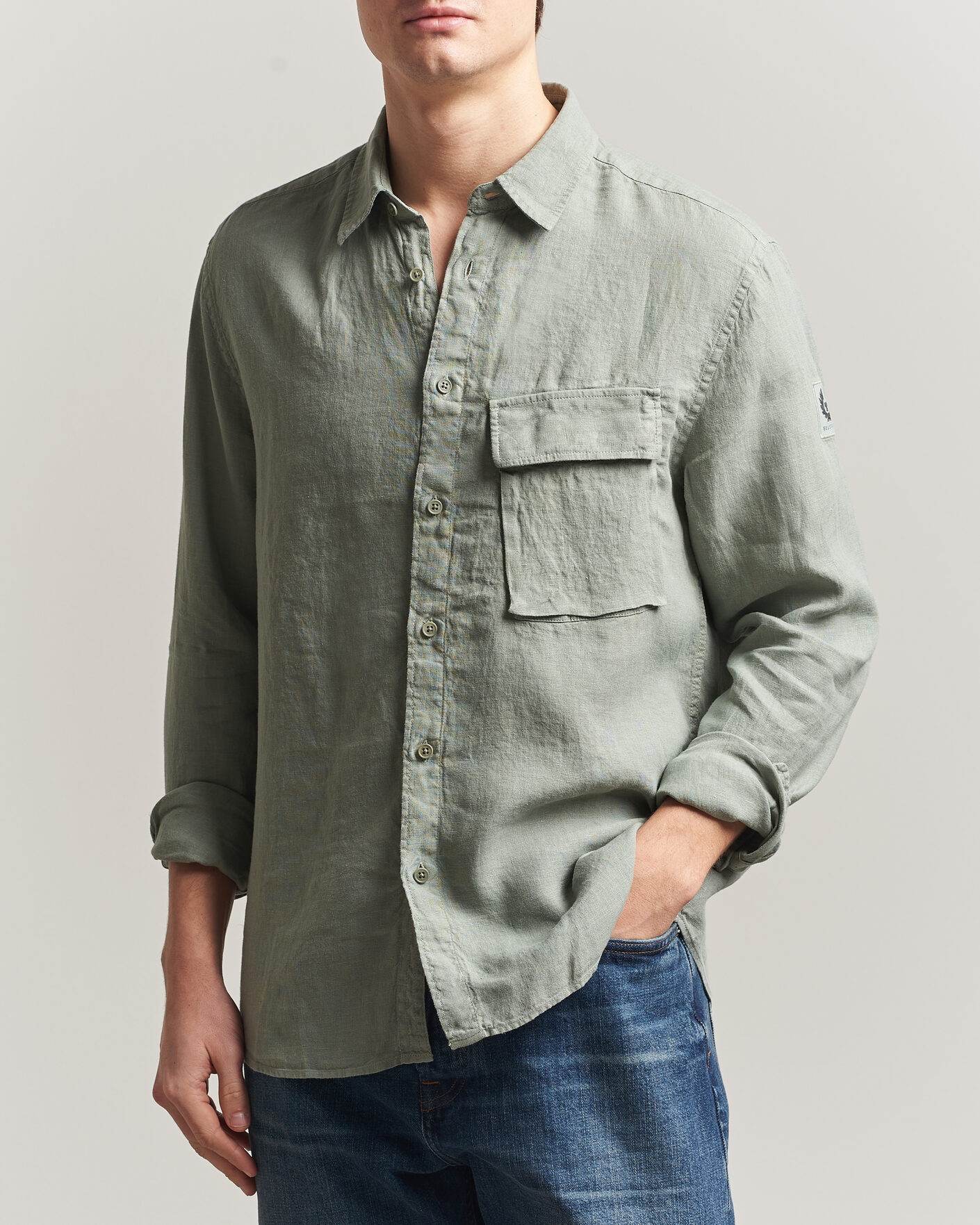 Homme | Chemises | Belstaff | Scale Linen Shirt Lichen
