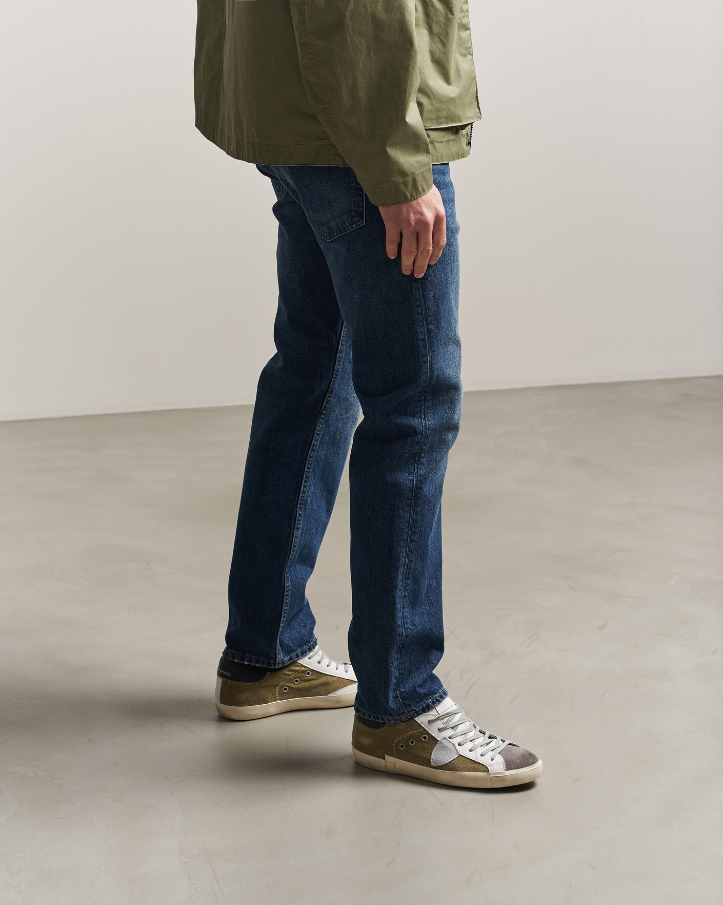 Heren | Sneakers | Philippe Model | PRSX Low Top Canvas Mix Sneaker Grey/Military