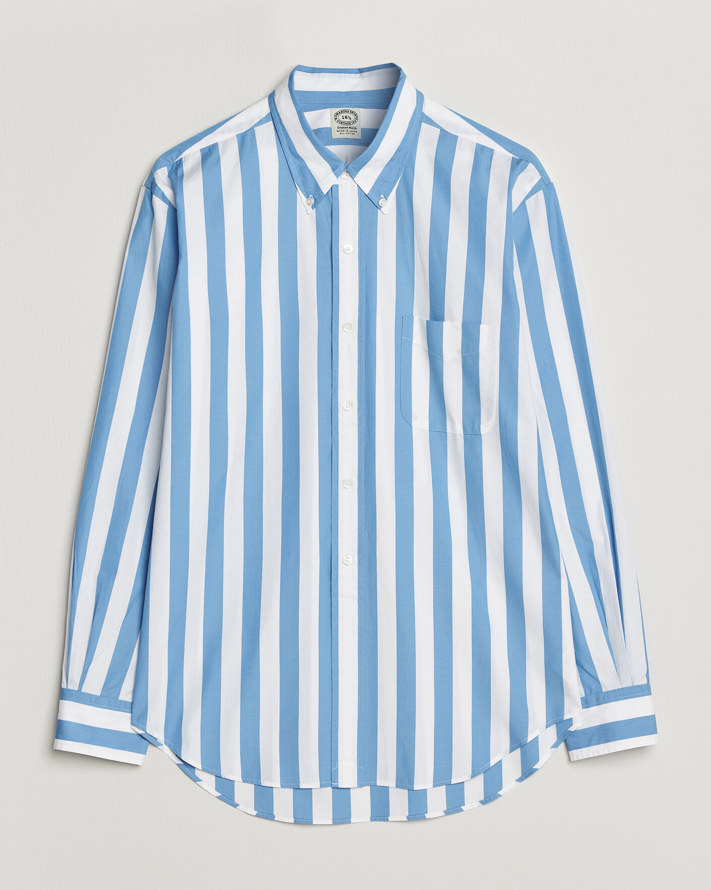 Heren | Overhemden | Kamakura Shirts | Vintage Ivy Button Down Shirt Bold Blue Stripe