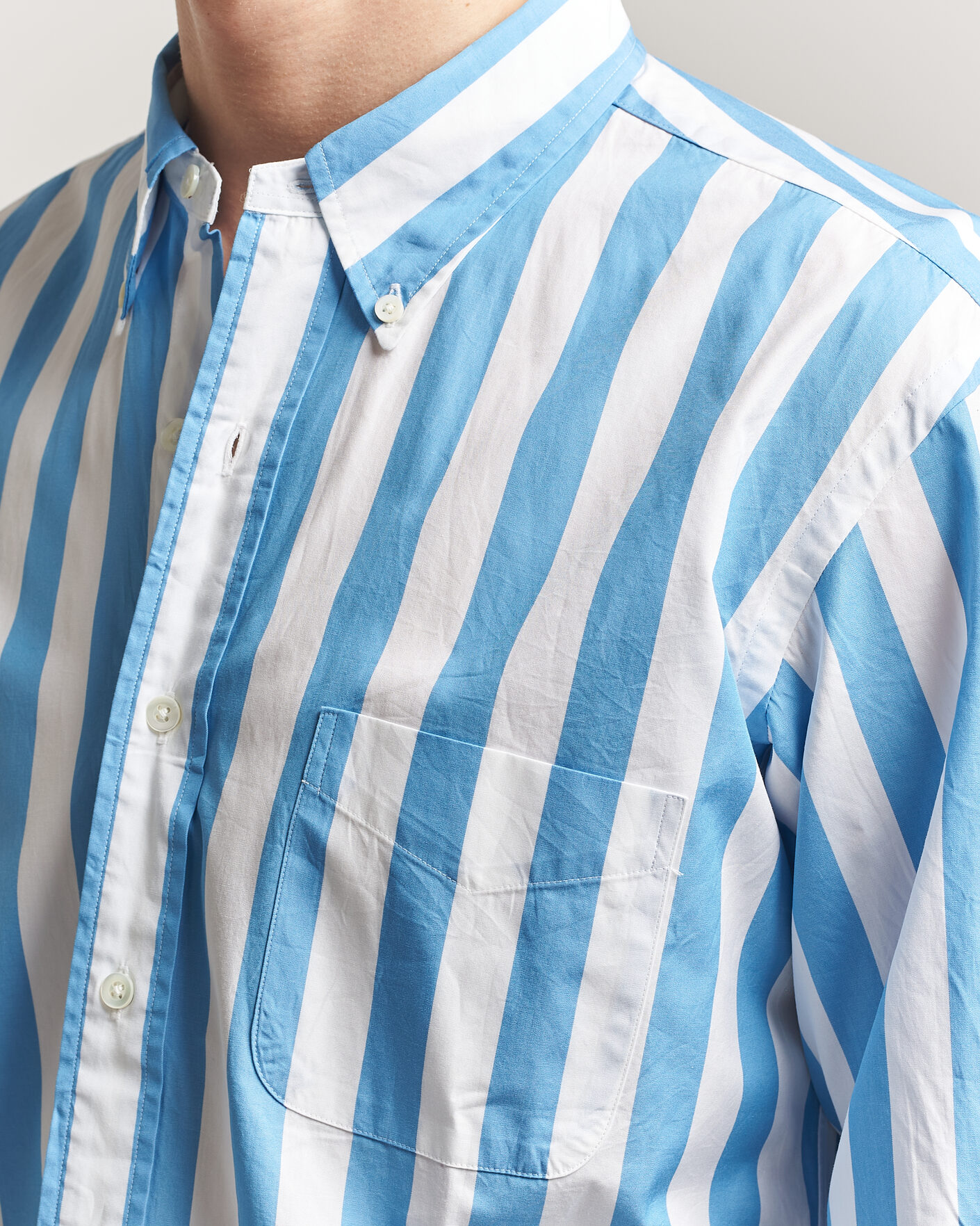 Heren | Overhemden | Kamakura Shirts | Vintage Ivy Button Down Shirt Bold Blue Stripe