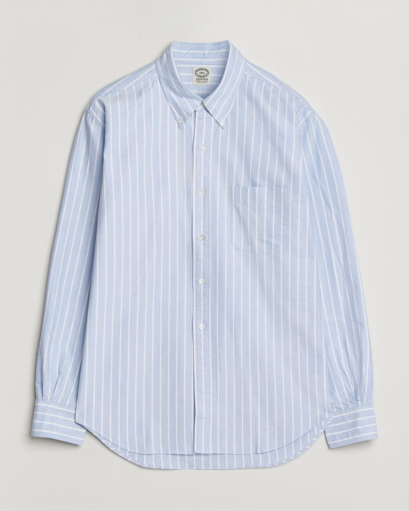 Heren | Overhemden | Kamakura Shirts | Vintage Ivy Oxford BD Shirt Blue Blazer Stripe