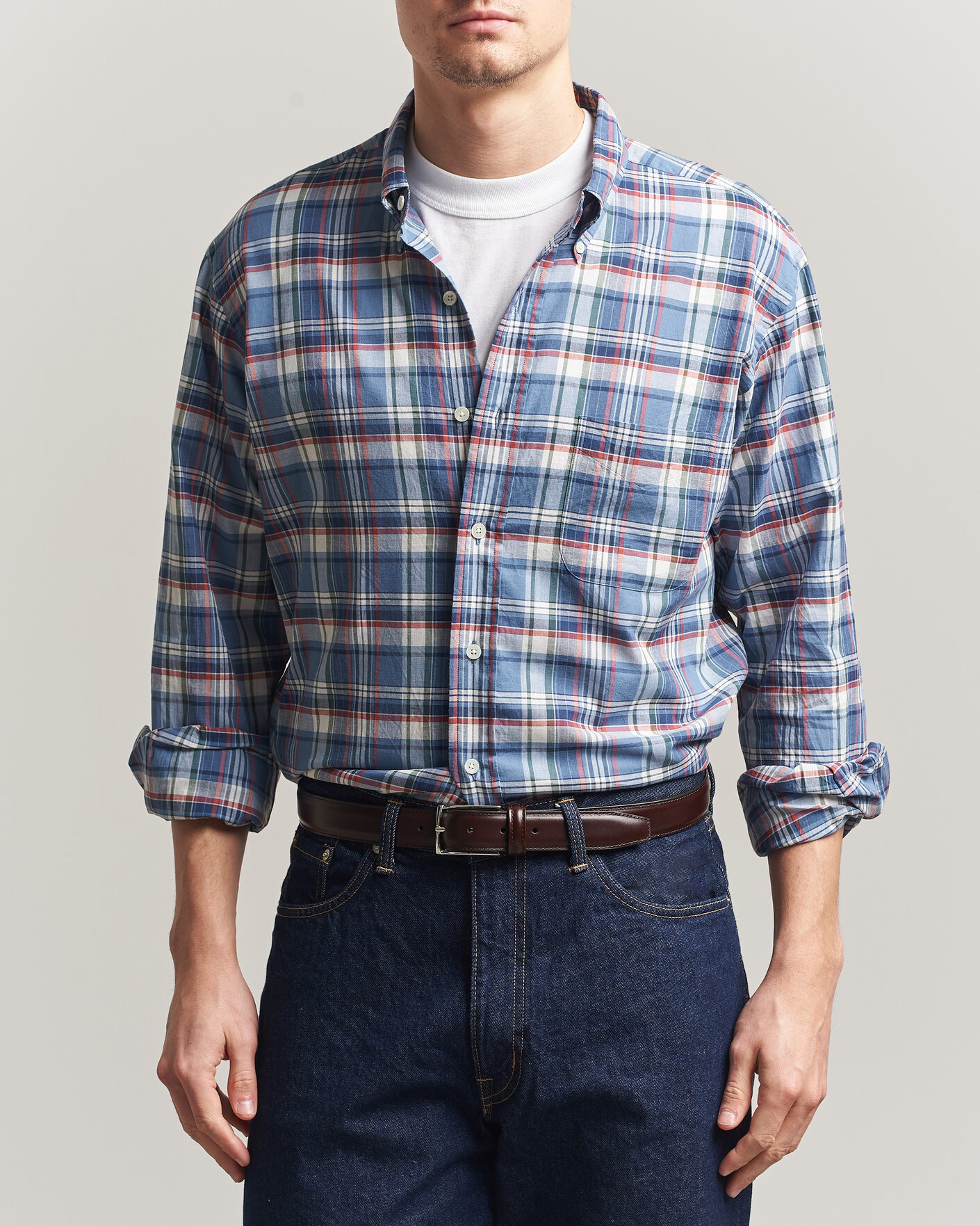 Homme | Chemises | Kamakura Shirts | Vintage Ivy Button Down Shirt Blue Madras
