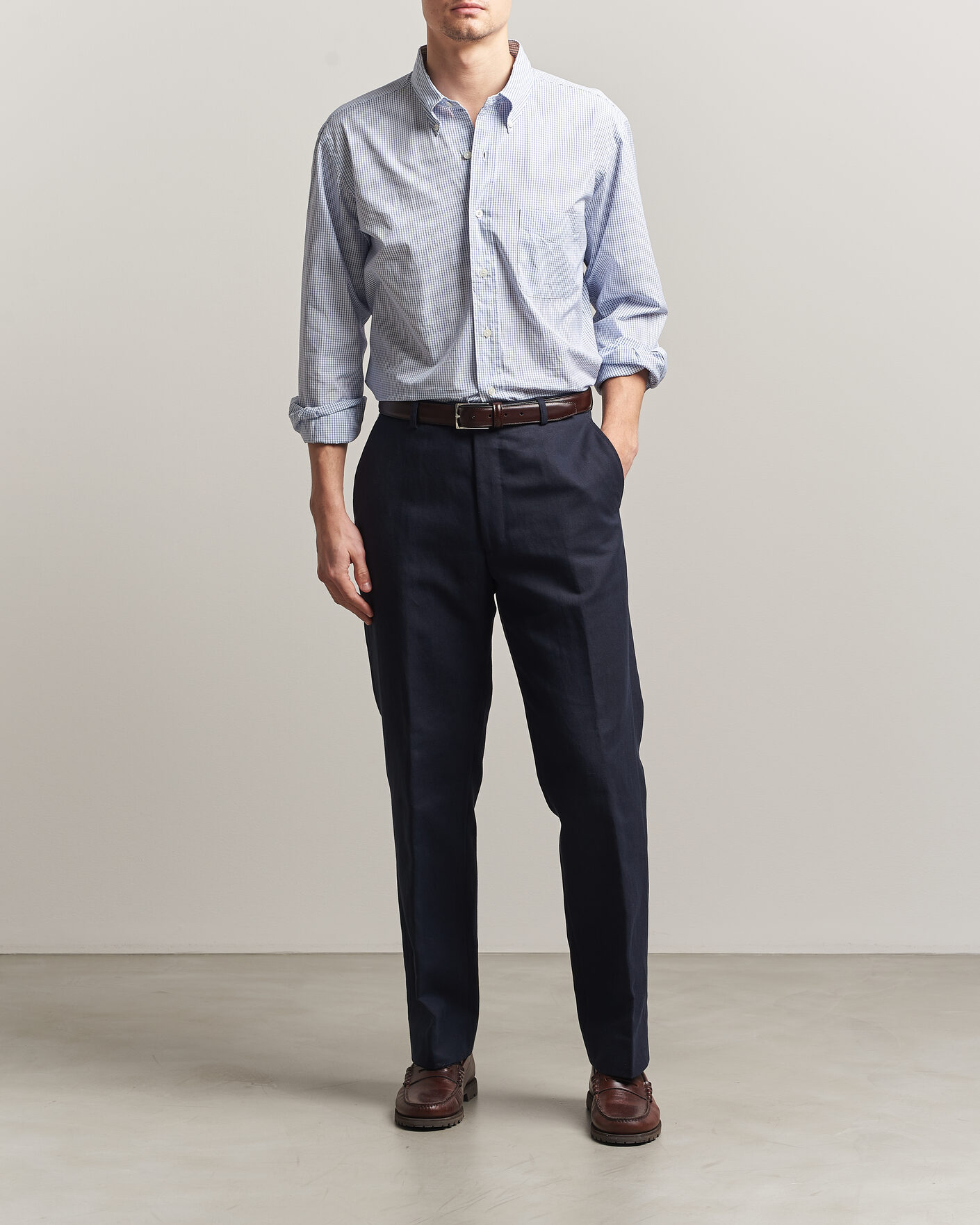 Heren | Overhemden | Kamakura Shirts | Vintage Ivy Button Down Shirt Blue Check