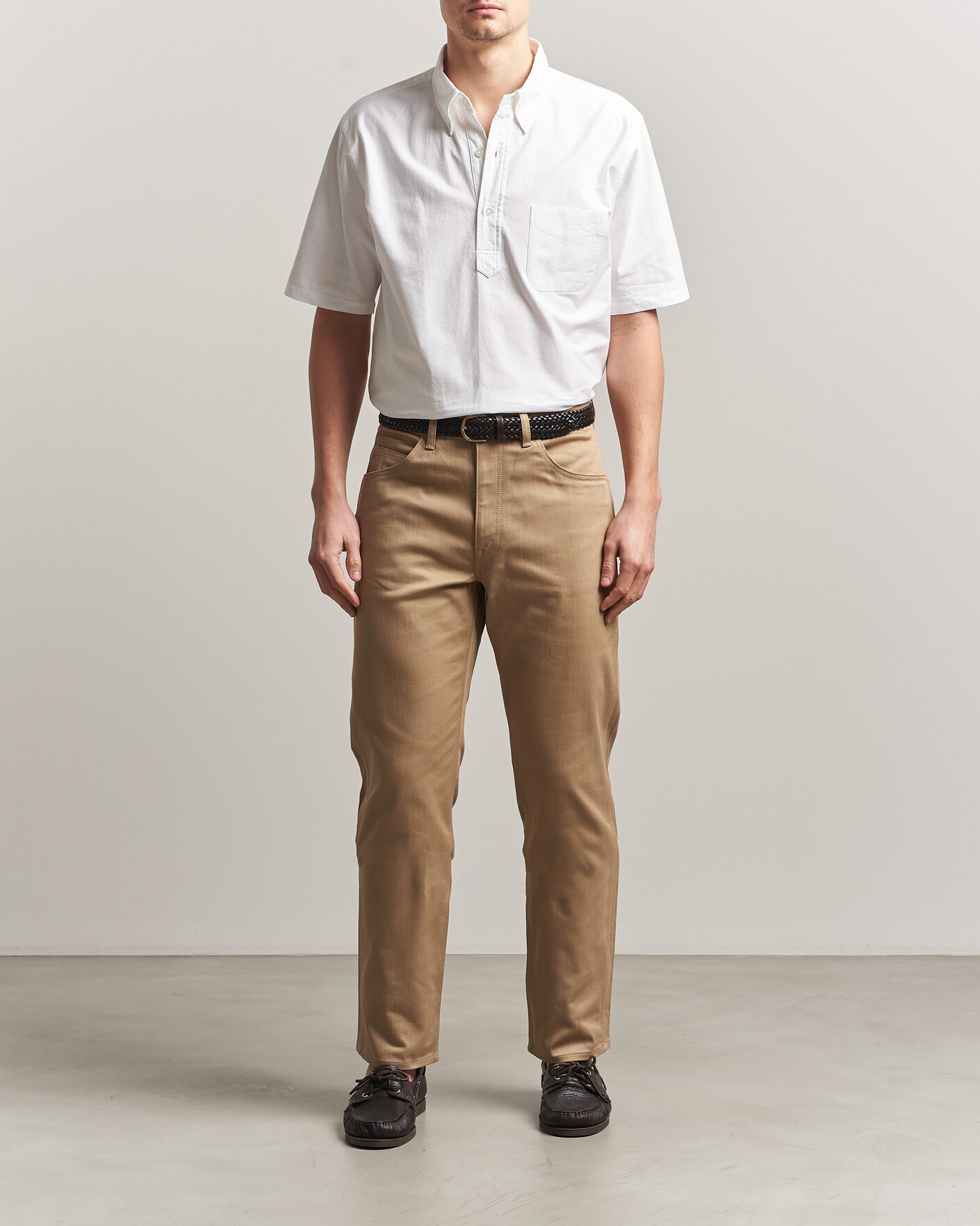 Homme | Chemises | Kamakura Shirts | Vintage Ivy Half Sleeve Oxford Popover White