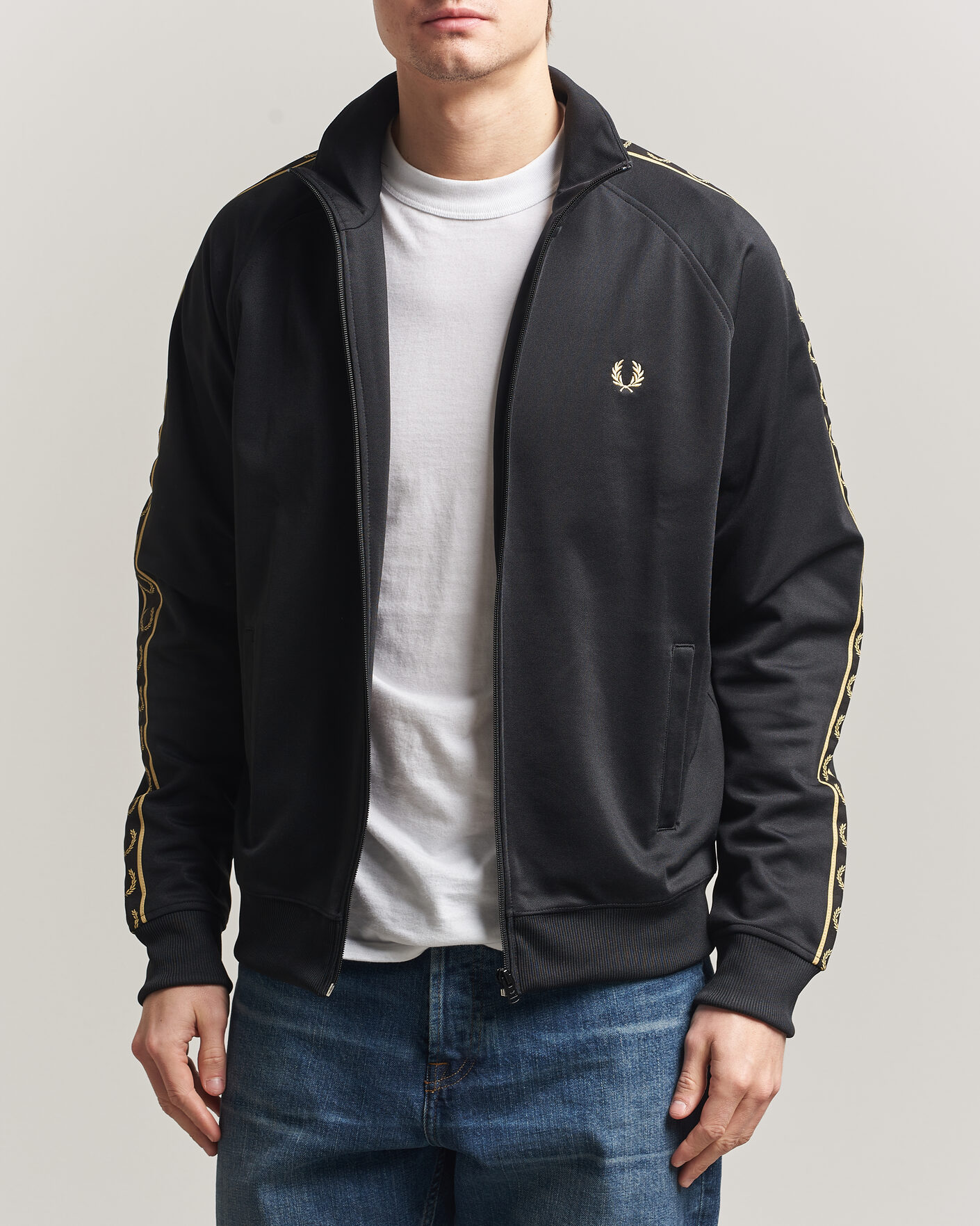 Heren | Truien | Fred Perry | Taped Track Jacket Black
