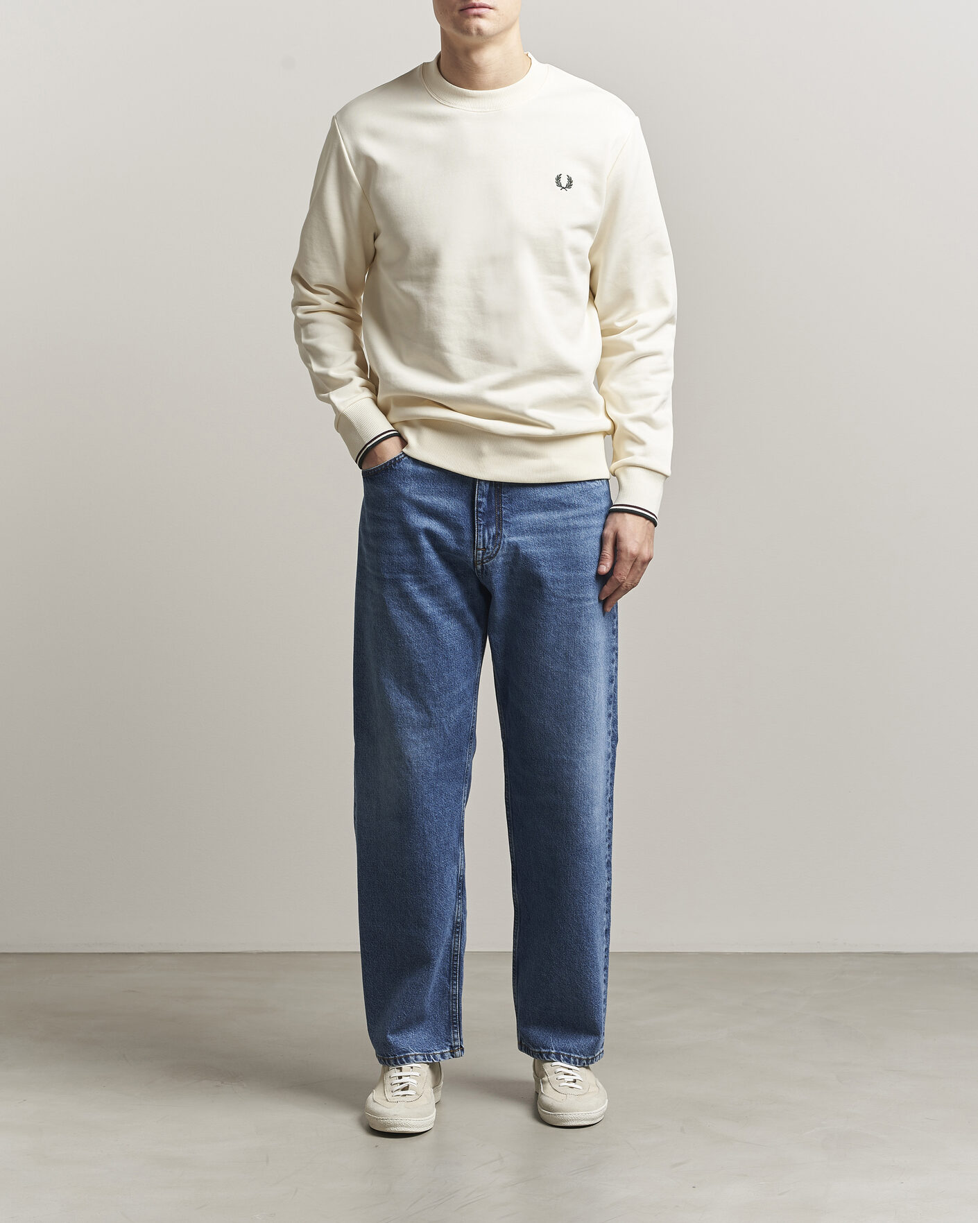 Homme | Pulls Et Tricots | Fred Perry | Crew Neck Sweatshirt Ecru