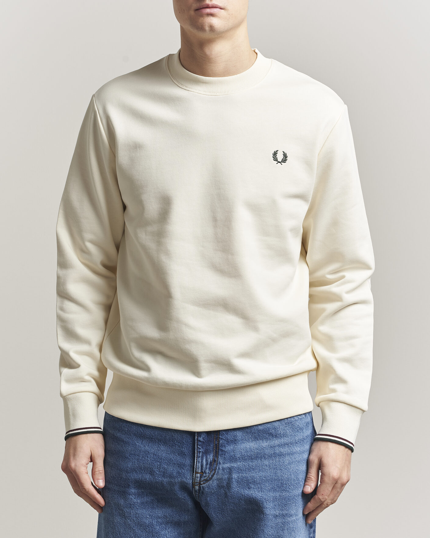 Homme | Pulls Et Tricots | Fred Perry | Crew Neck Sweatshirt Ecru